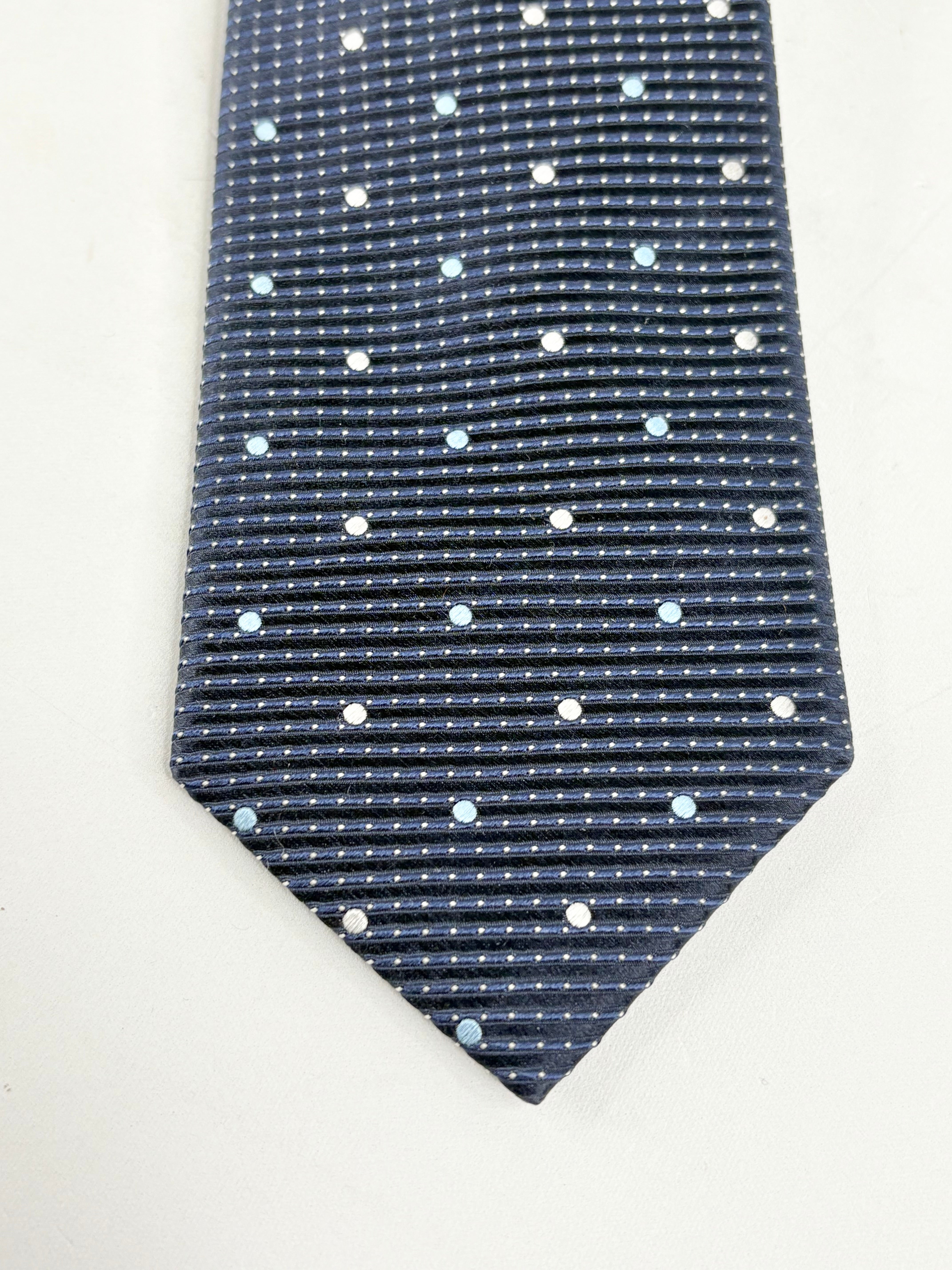 Boss Hugo Boss Navy Blue Silk Micro Dot Pattern Tie