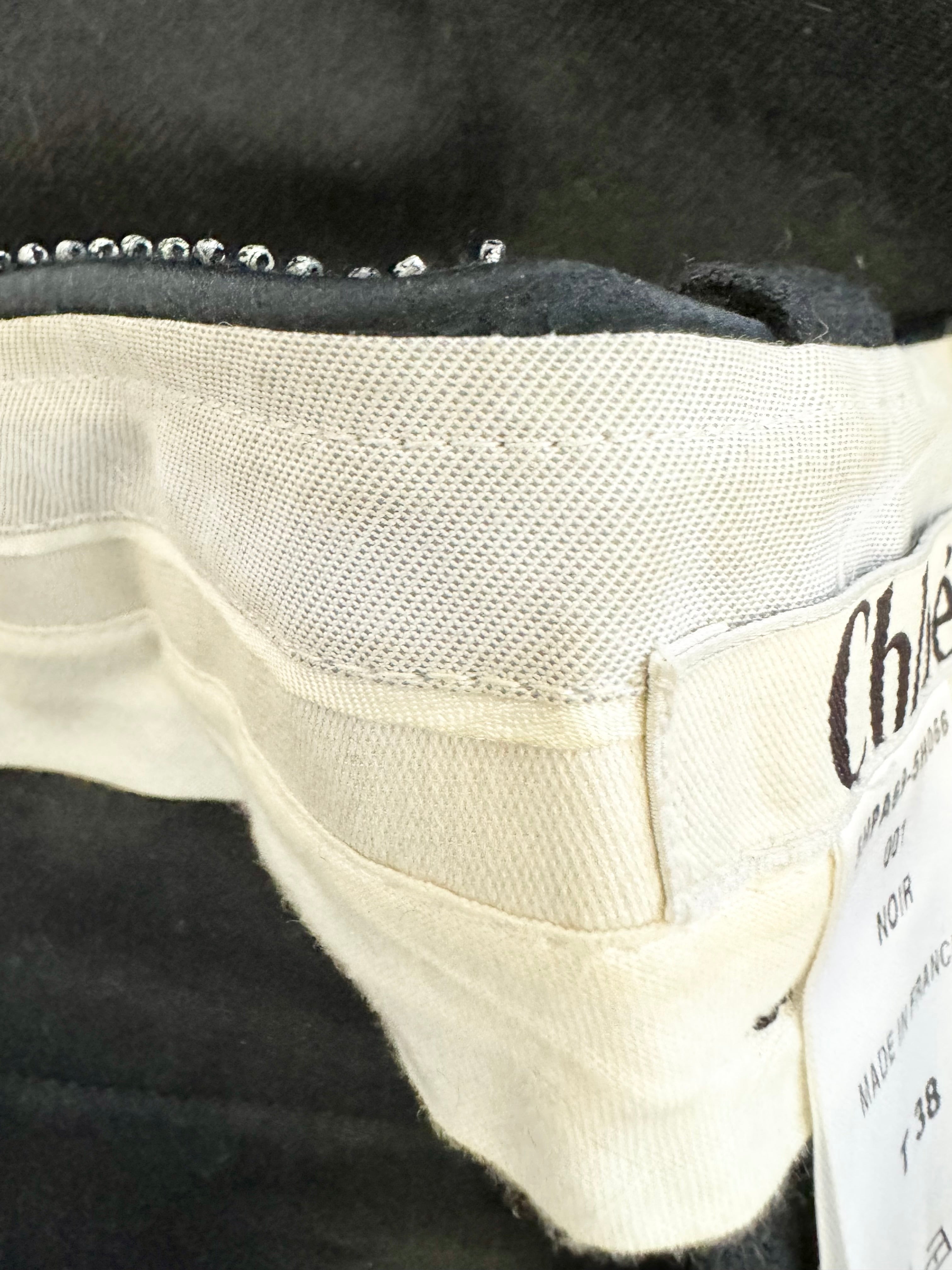 Chloe Black Wool Beaded Waist Slacks - AU10
