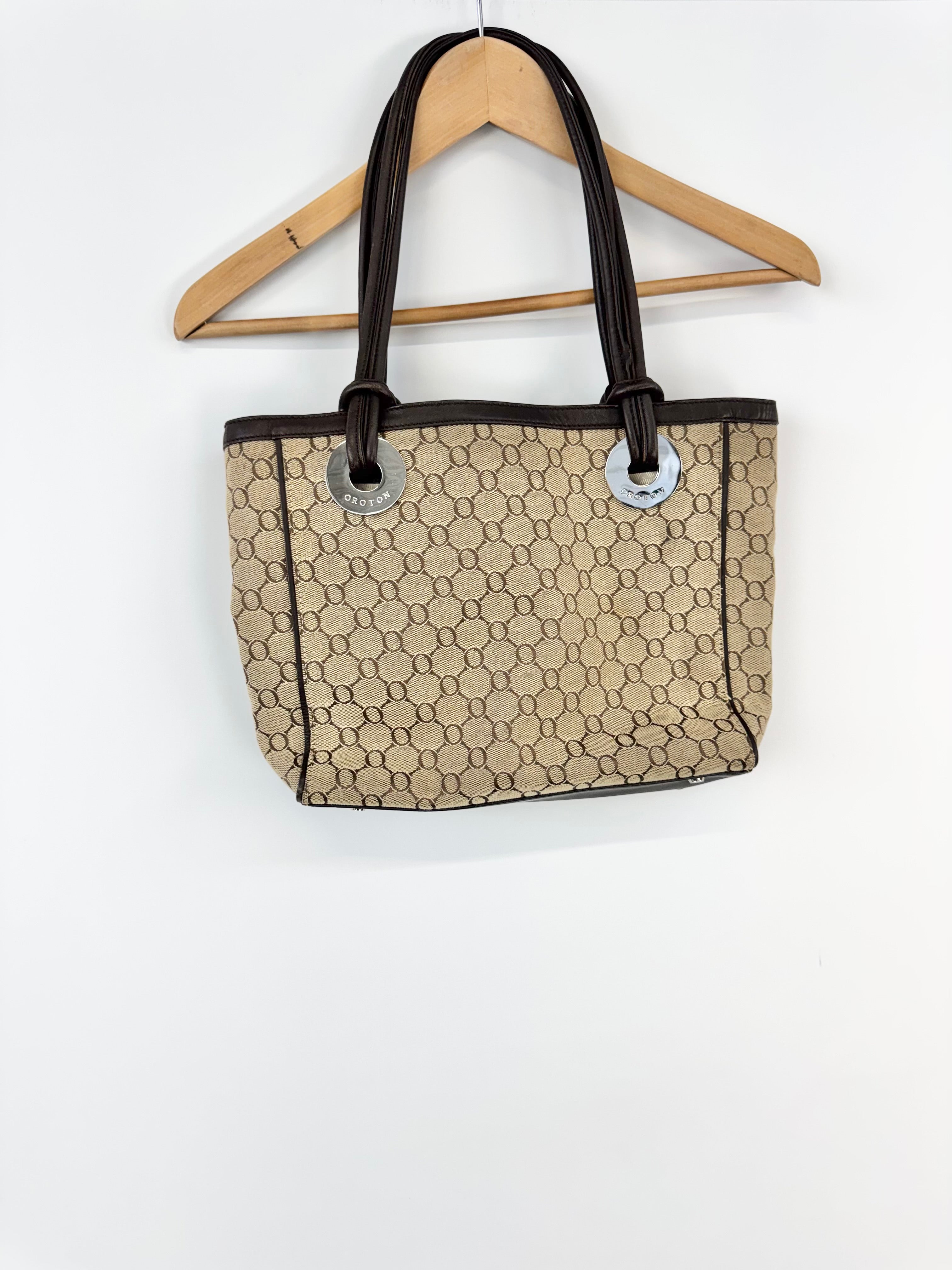 Oroton Beige Monogram Tote