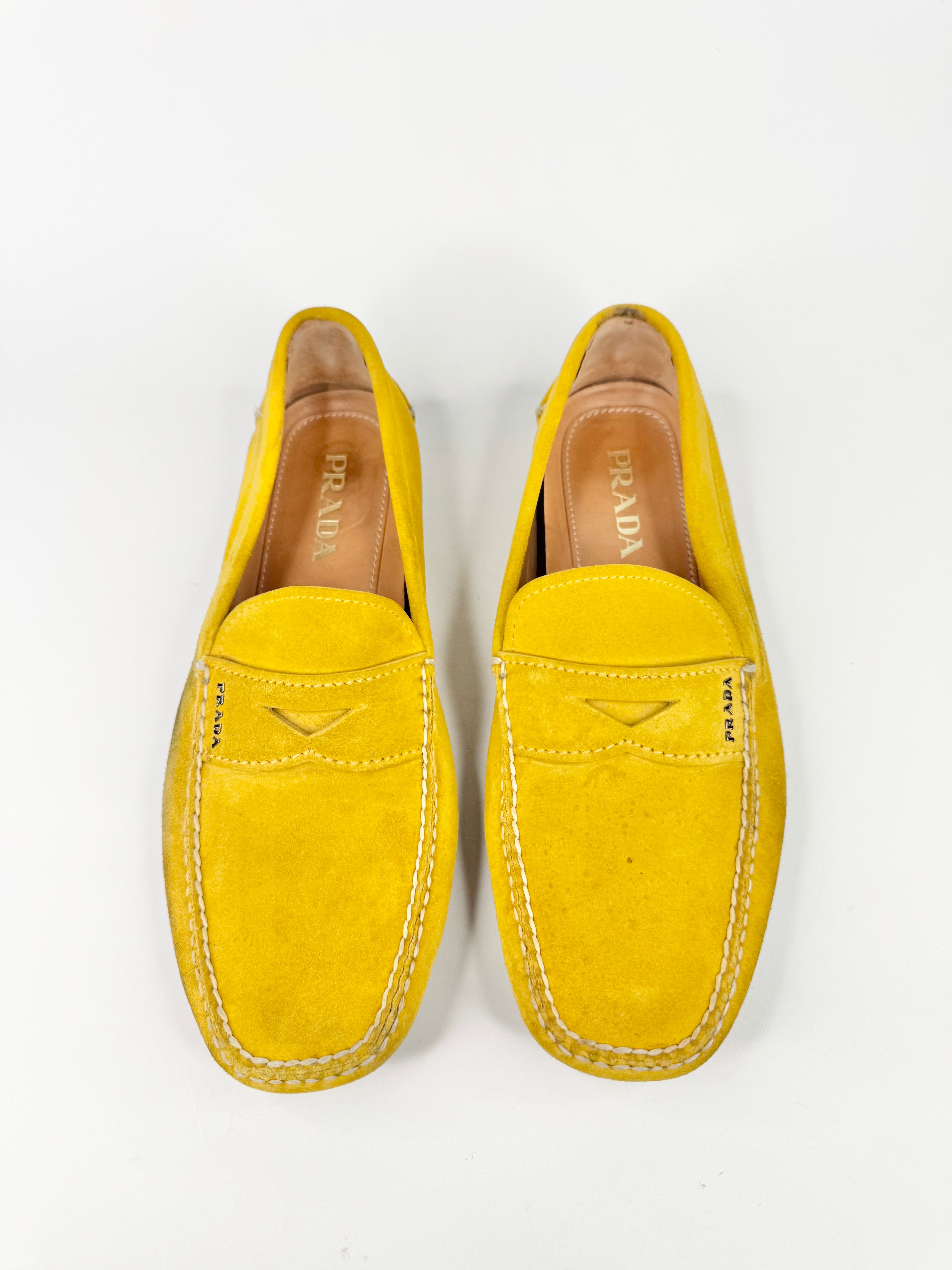 Prada Mustard Suede Driving Shoes - EU42