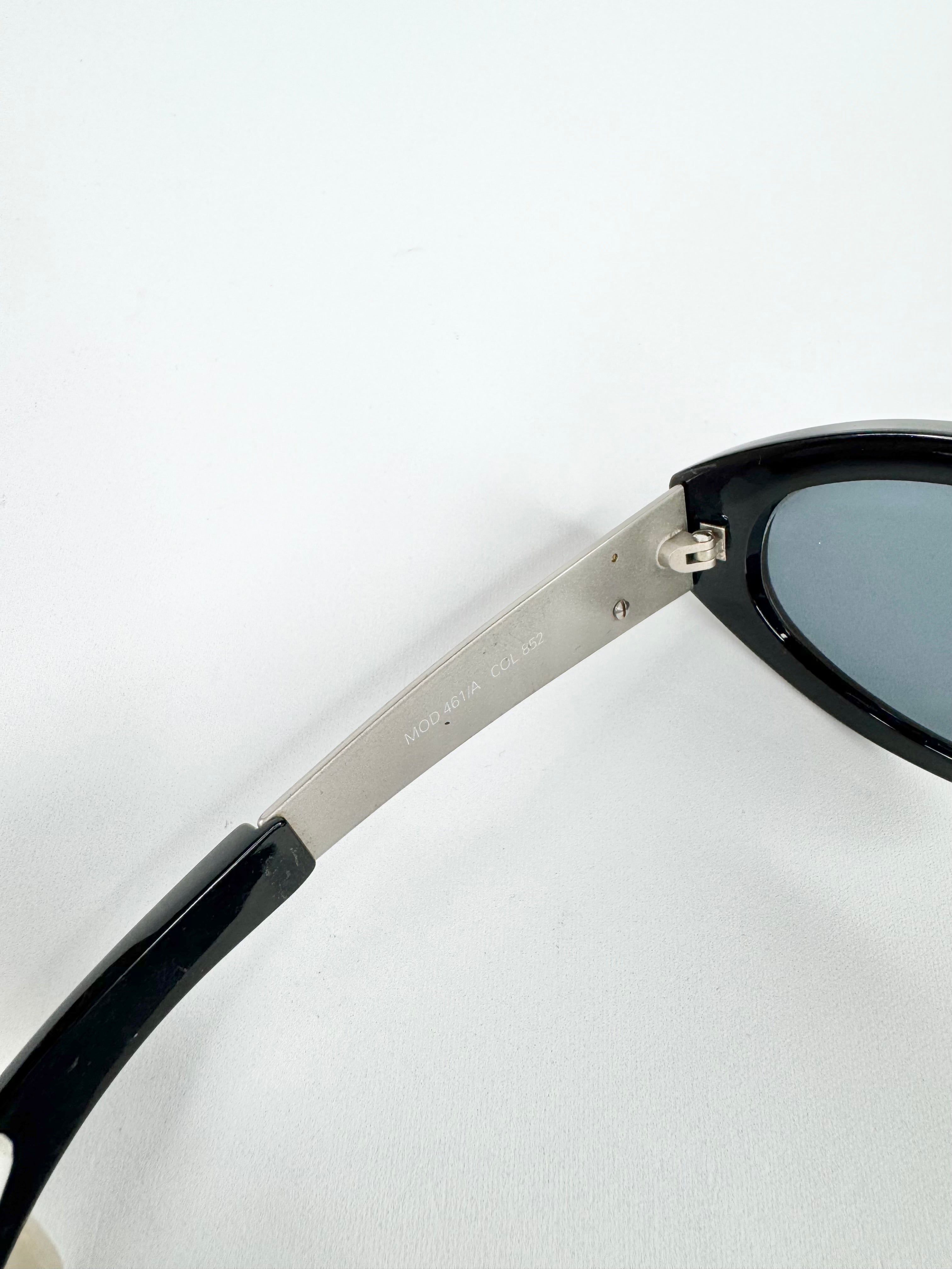 Vintage Gianni Versace Black Oval Frame Sunglasses