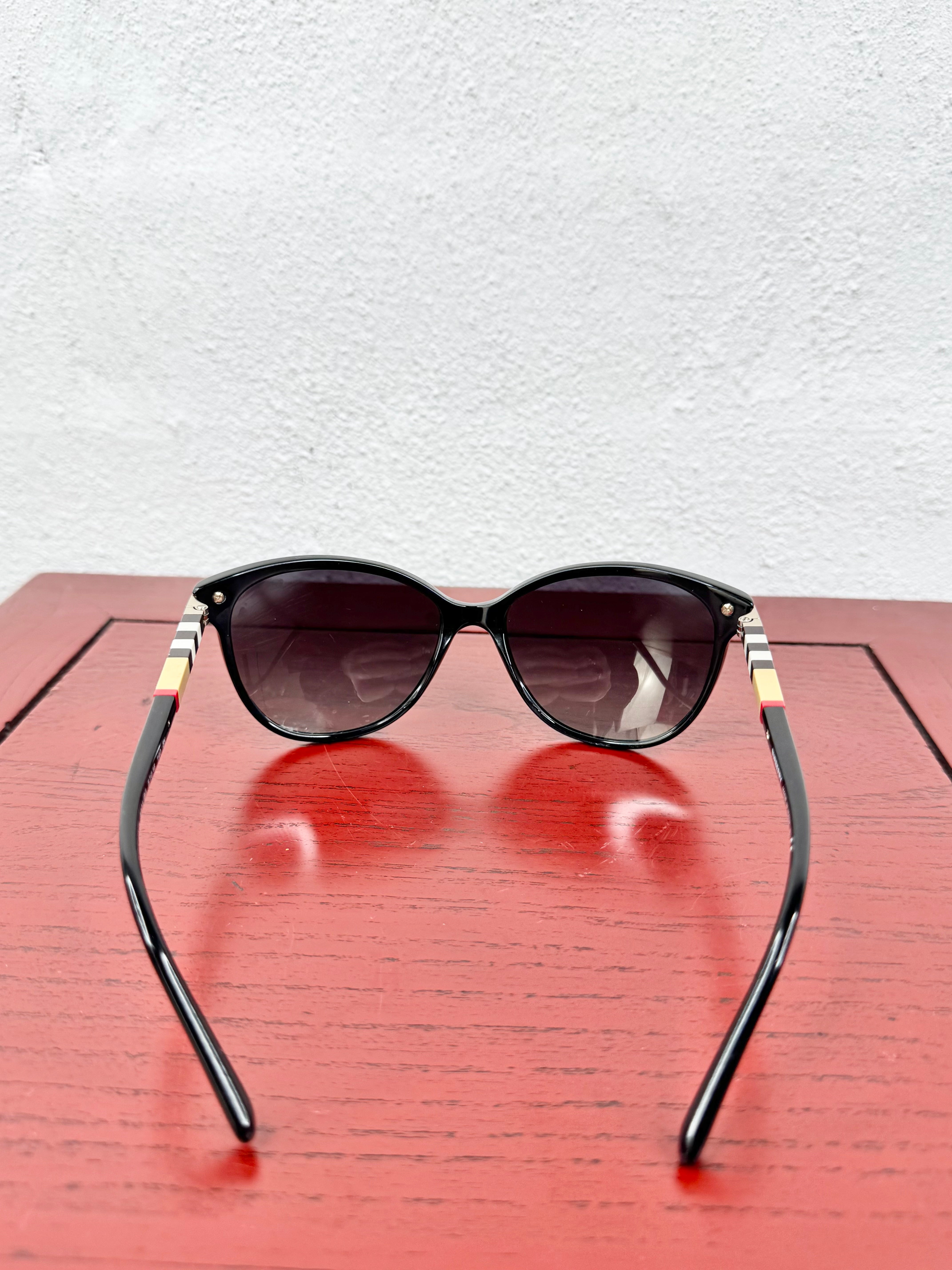 Burberry Cat Eye Nova Check Black Sunglasses