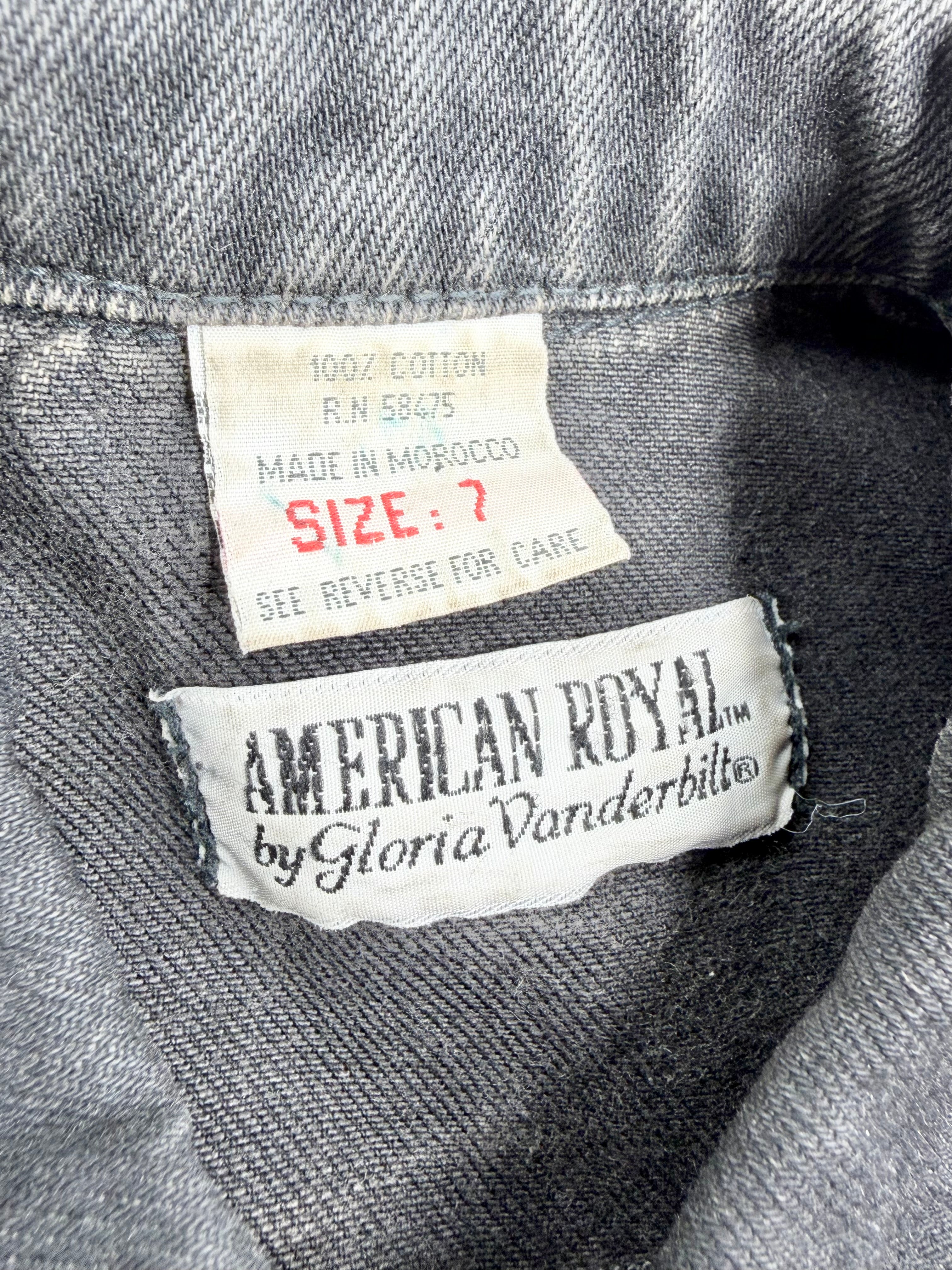 Vintage 80s American Royal by Gloria Vanderbilt Black Cropped Denim Jacket - AU8/10