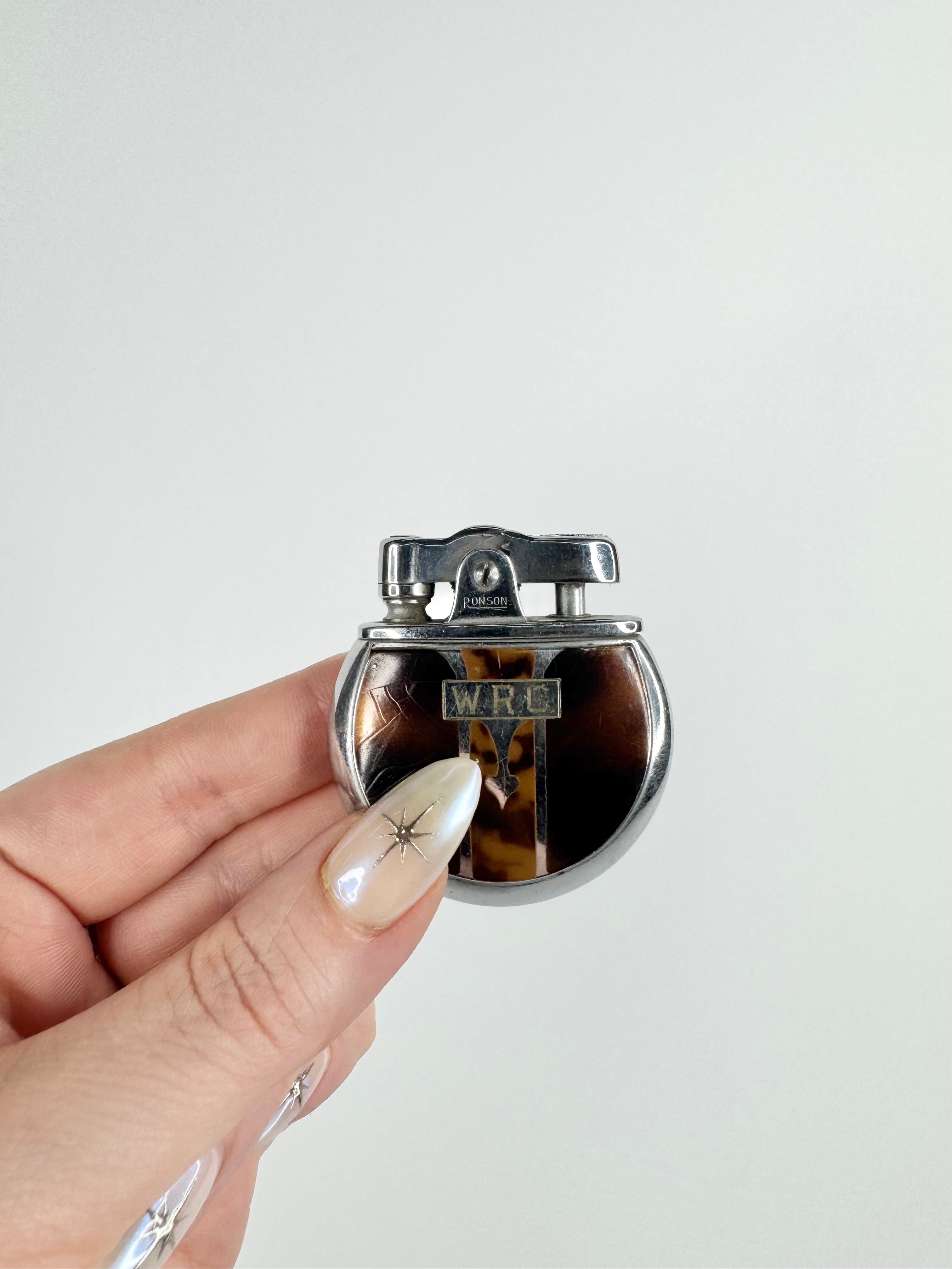 Vintage Ronson Rondette Art Deco Faux Tortoiseshell Lacquer Table Lighter