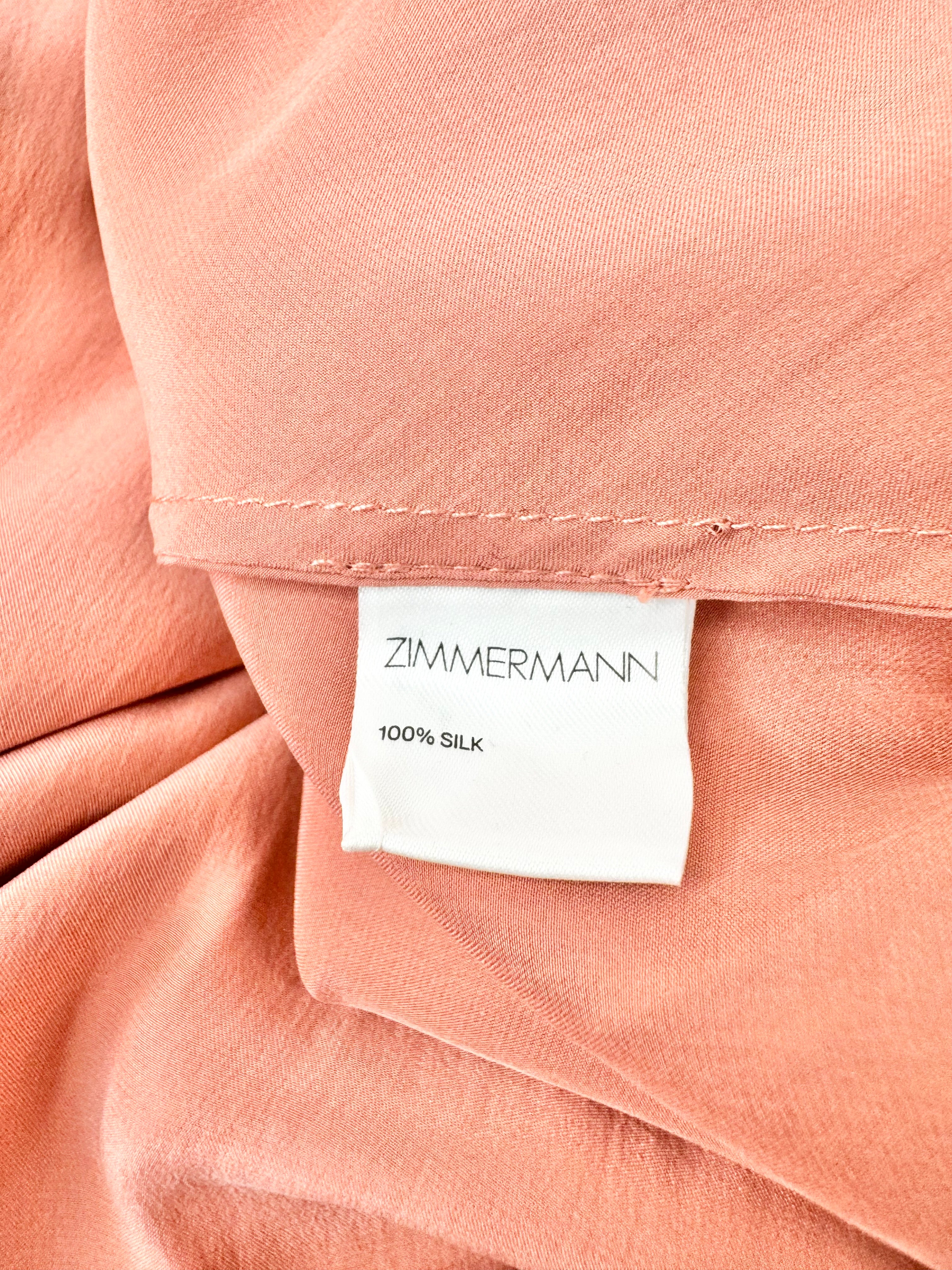 Zimmermann Grapefruit Silk Frill Dress - AU10