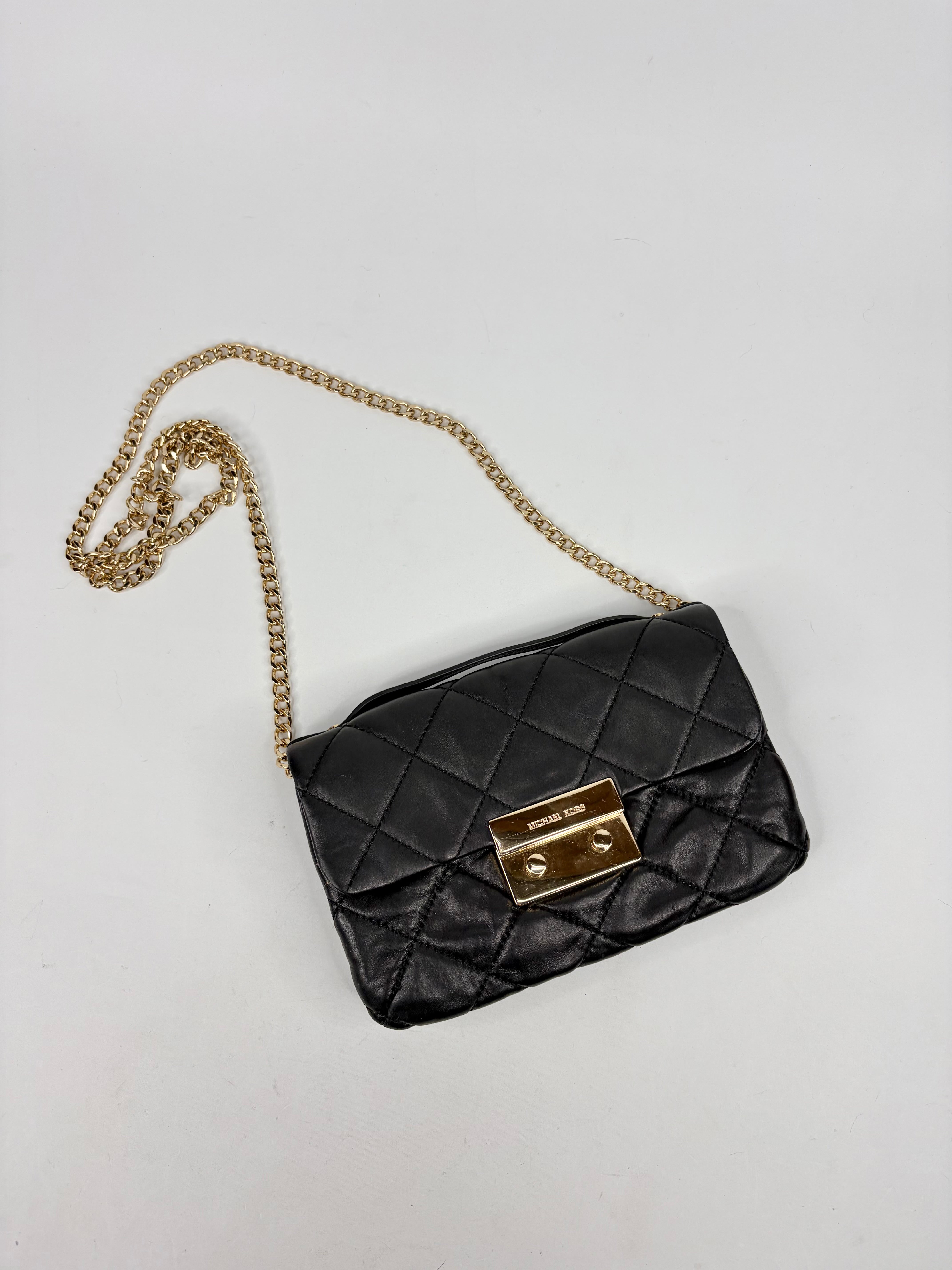 Michael Kors Black Buttery Soft Quilted Leather Cross Body Bag