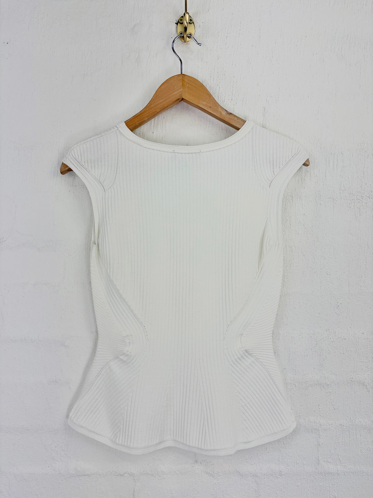 Boss by Hugo Boss White Rib Knit Fitted Top - AU8