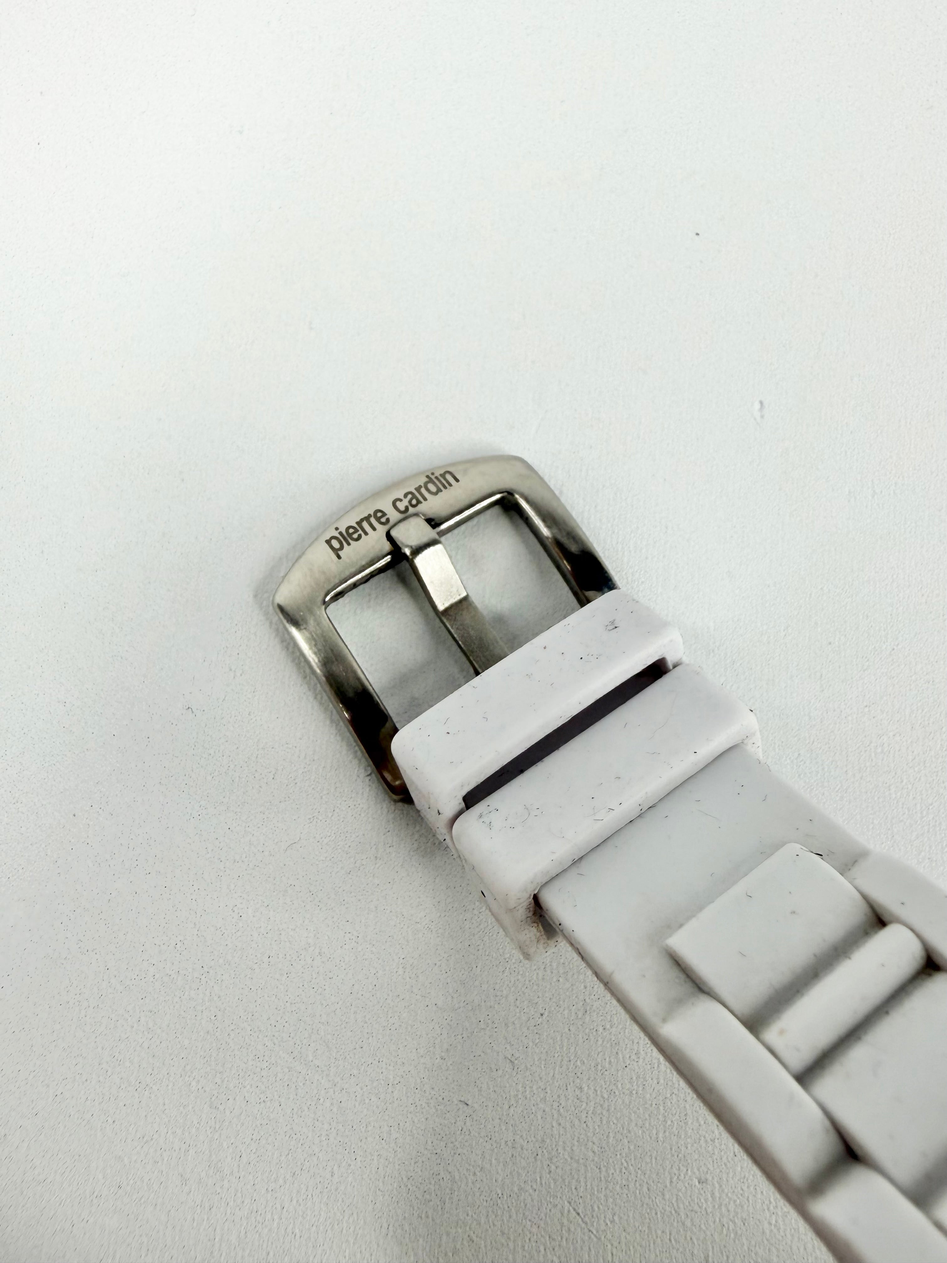 Pierre Cardin Swarovksi Crystal Bezel White Silicon Strap Watch