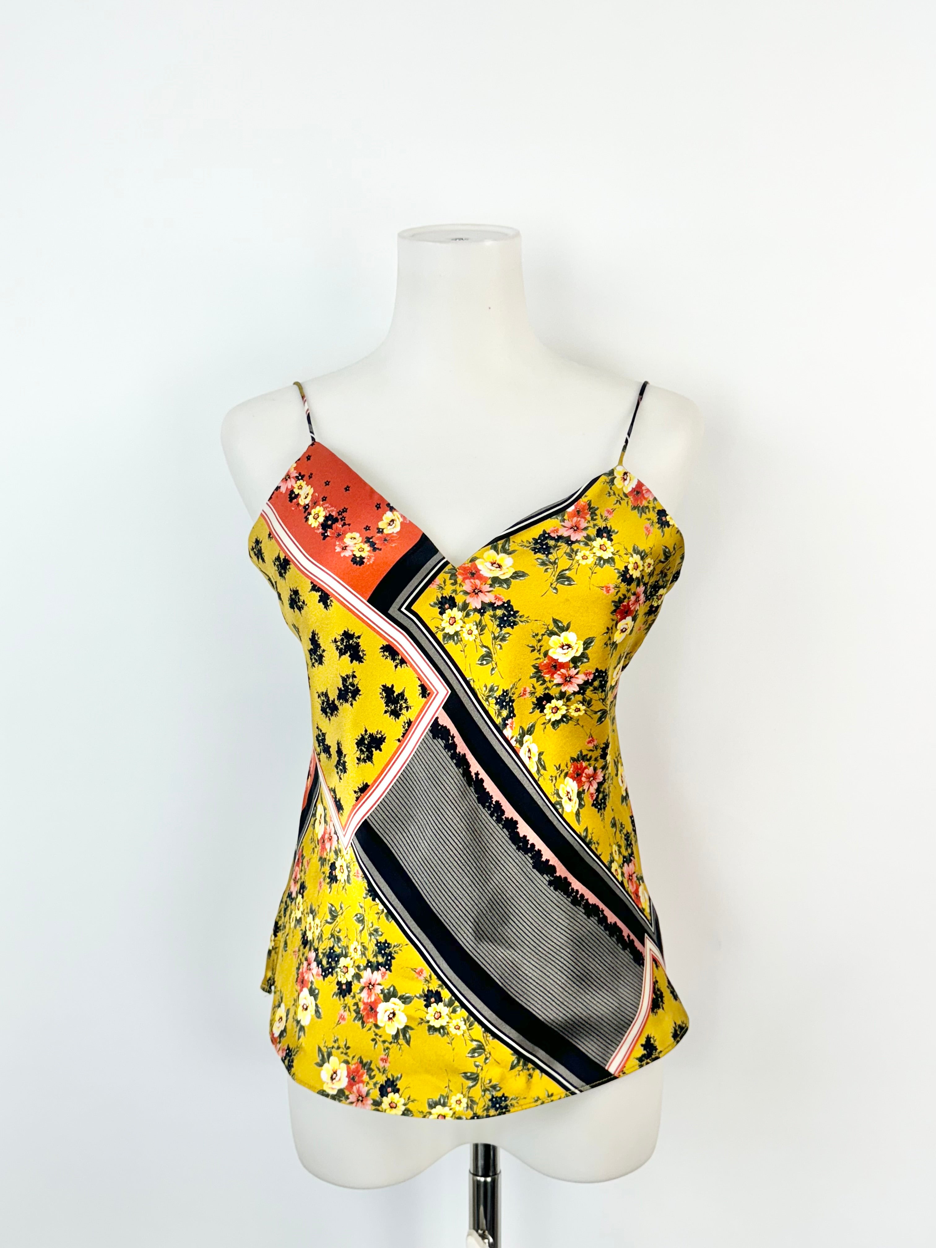 Cami NYC Chartreuse Floral Silk Camisole - AU8
