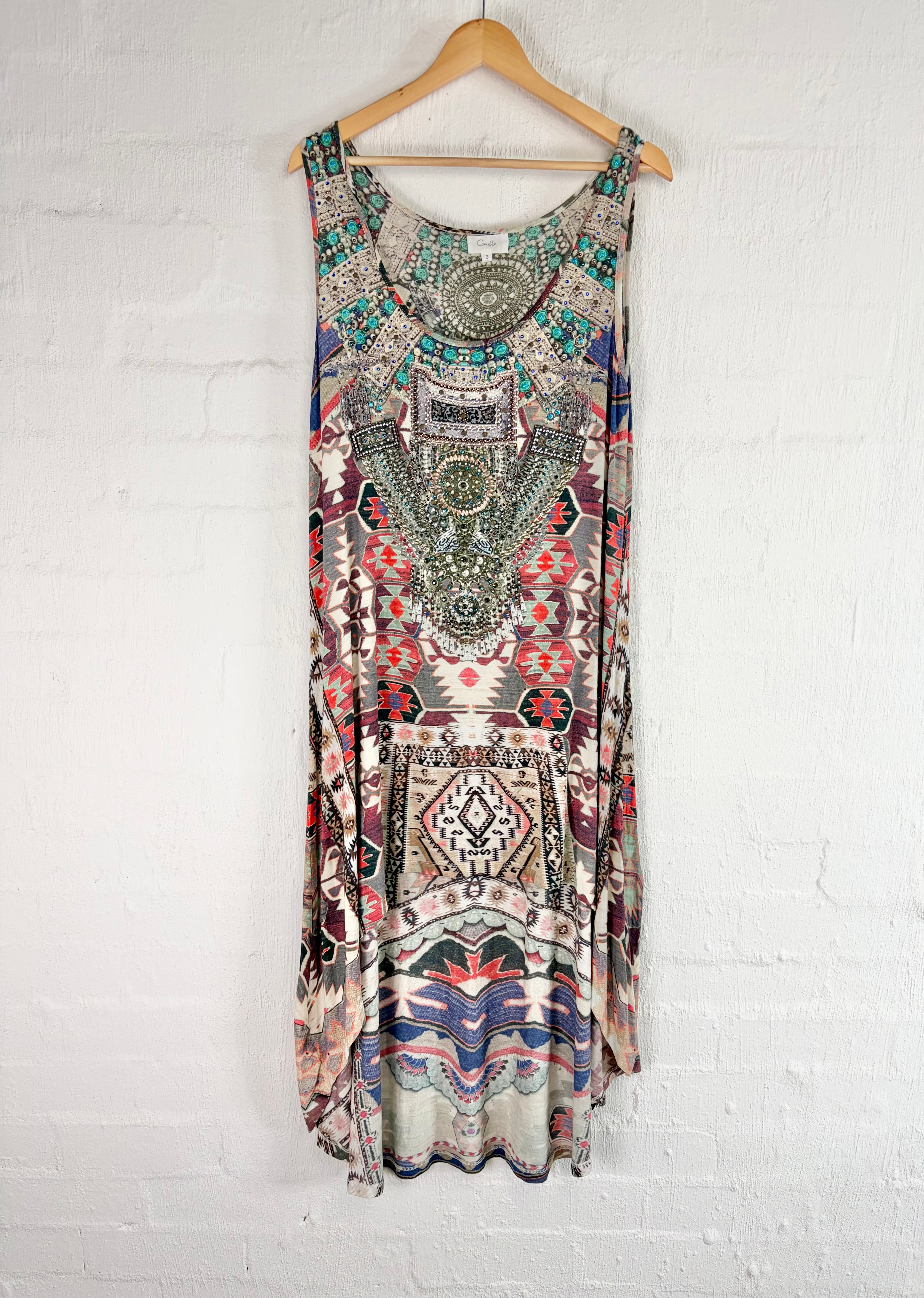 Camilla Kilim Odessey Crystal Embellished Jersey Fabric Dress - AU12
