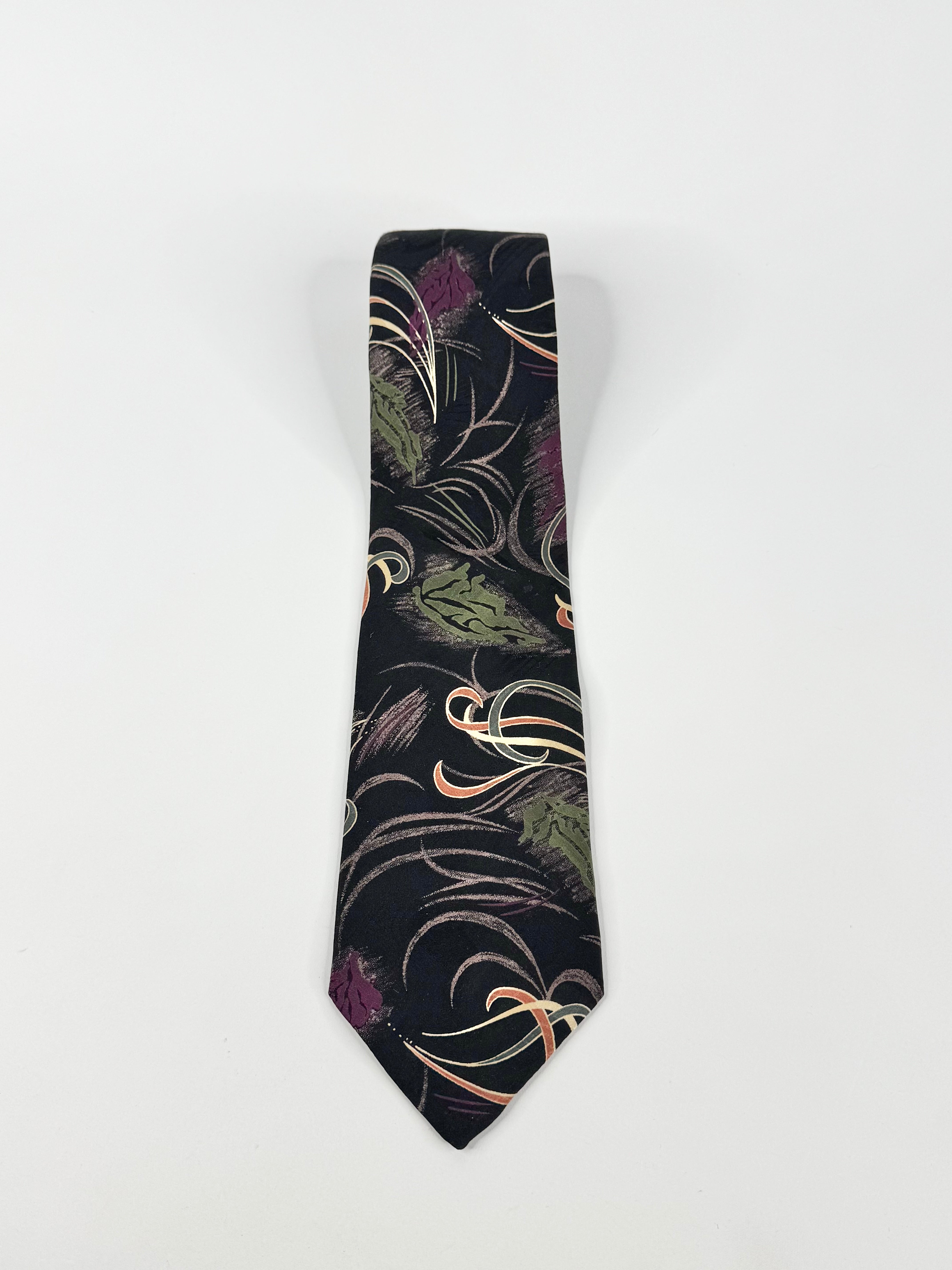 Floral patterned tie on a white background