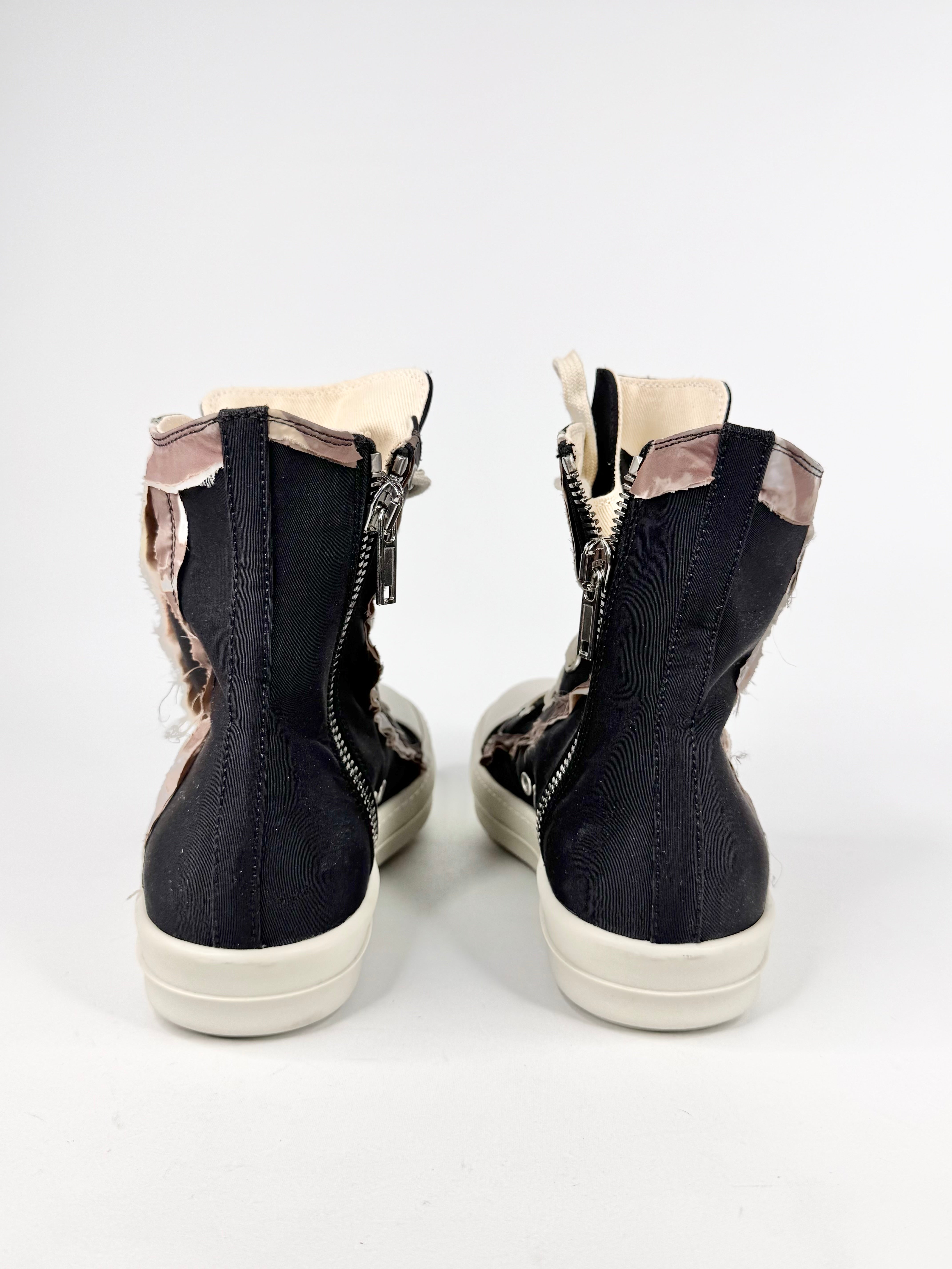 Rick Owens Drkshdw Black & White Ruffle Trim Ramones - EU41