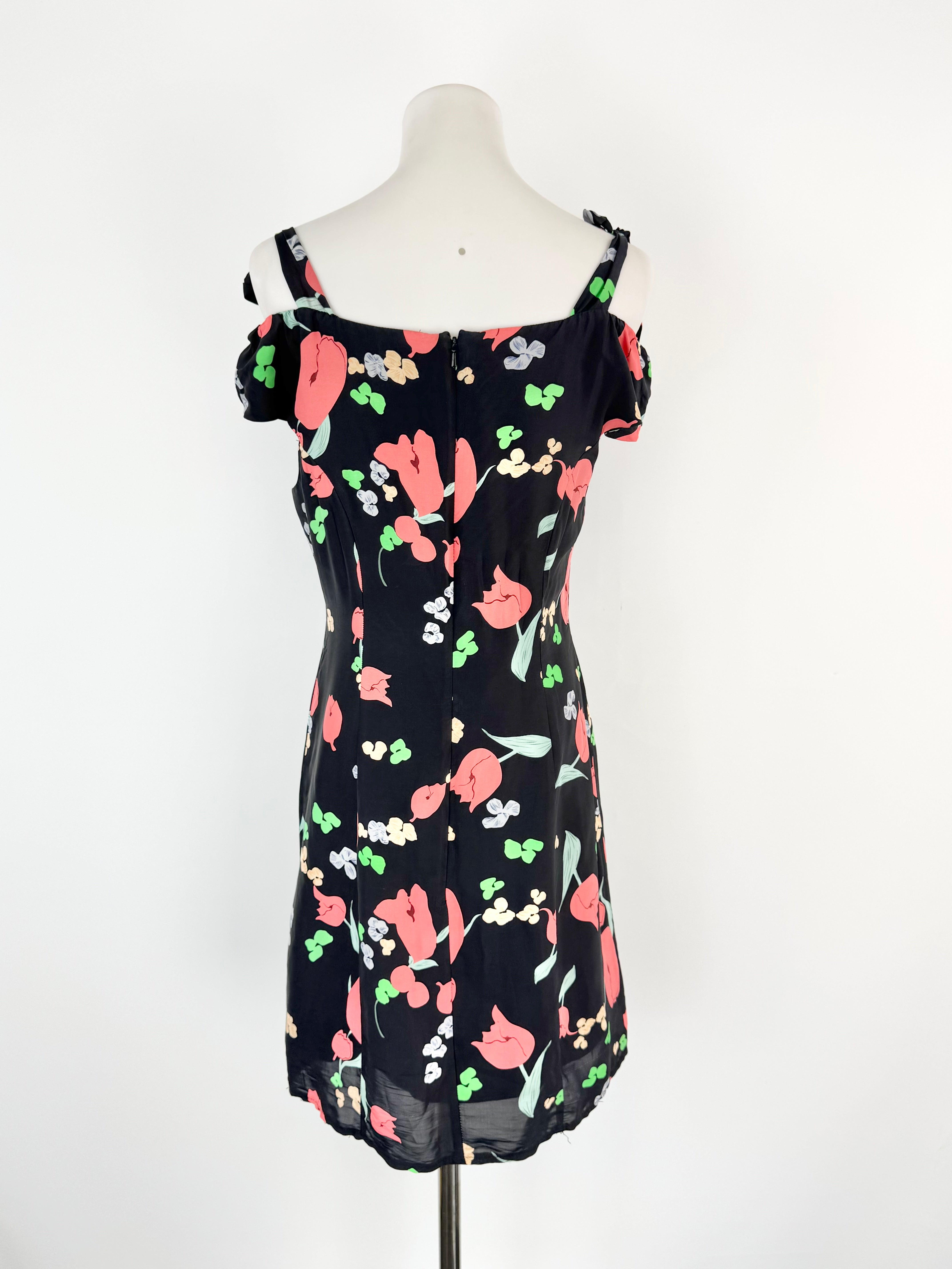 Alice McCall 'Confetti' Black & Floral Silk Blend Summer Dress - AU10