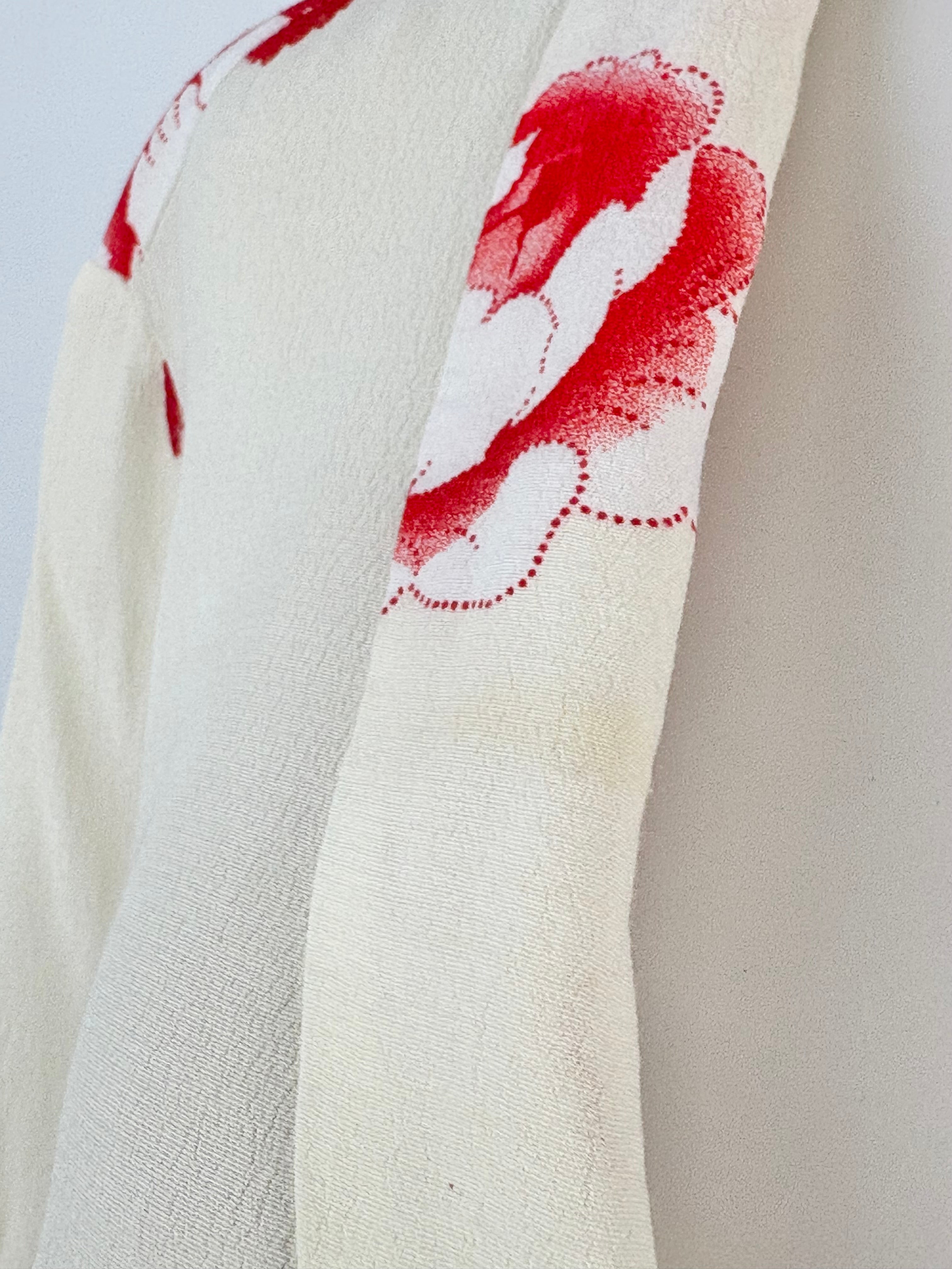 Ganni 'Harley' Crepe Cream & Red Floral Wrap Dress - AU8