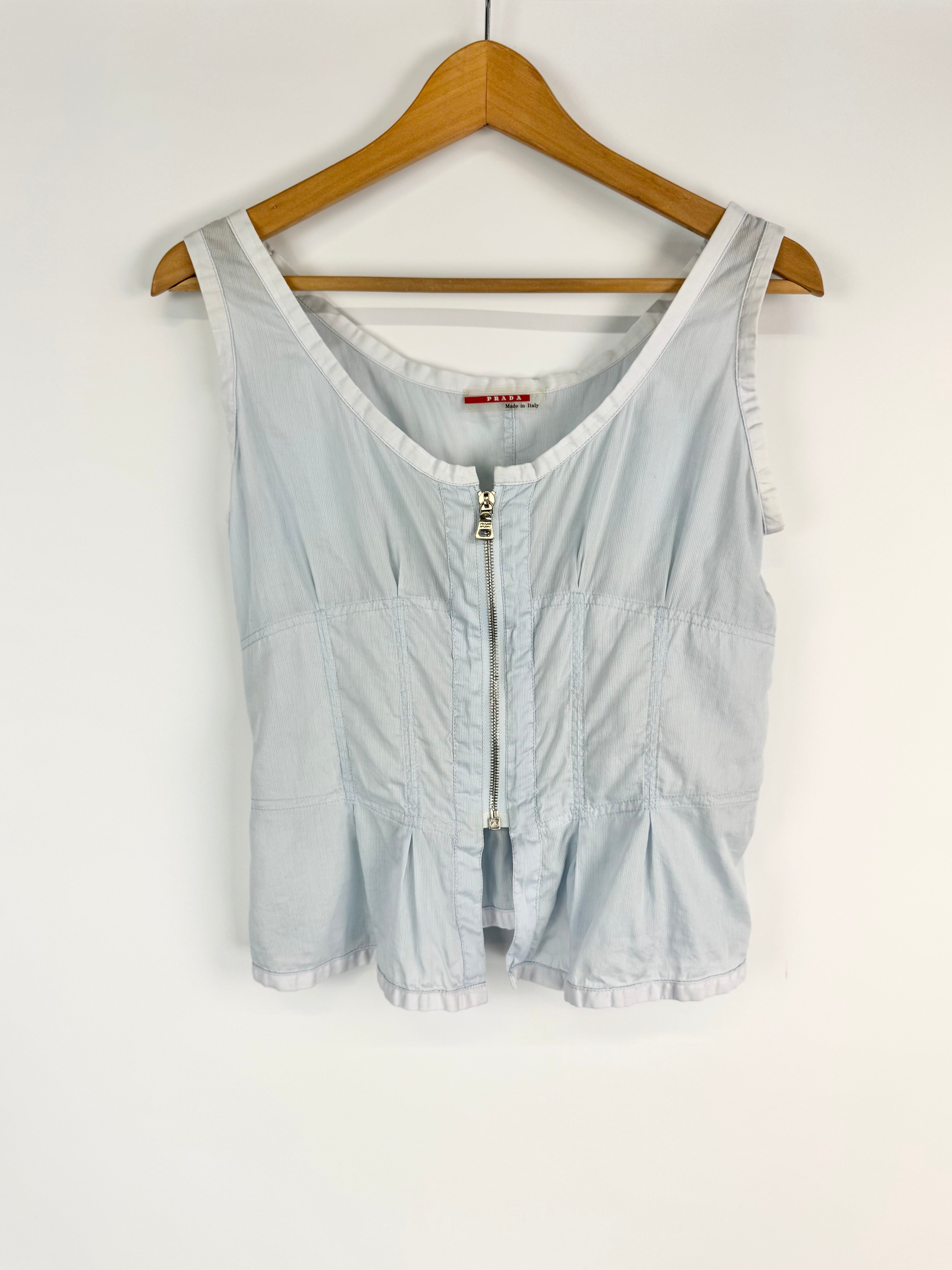 Prada Linea Rossa Blue Zip Front Corset Top - AU8