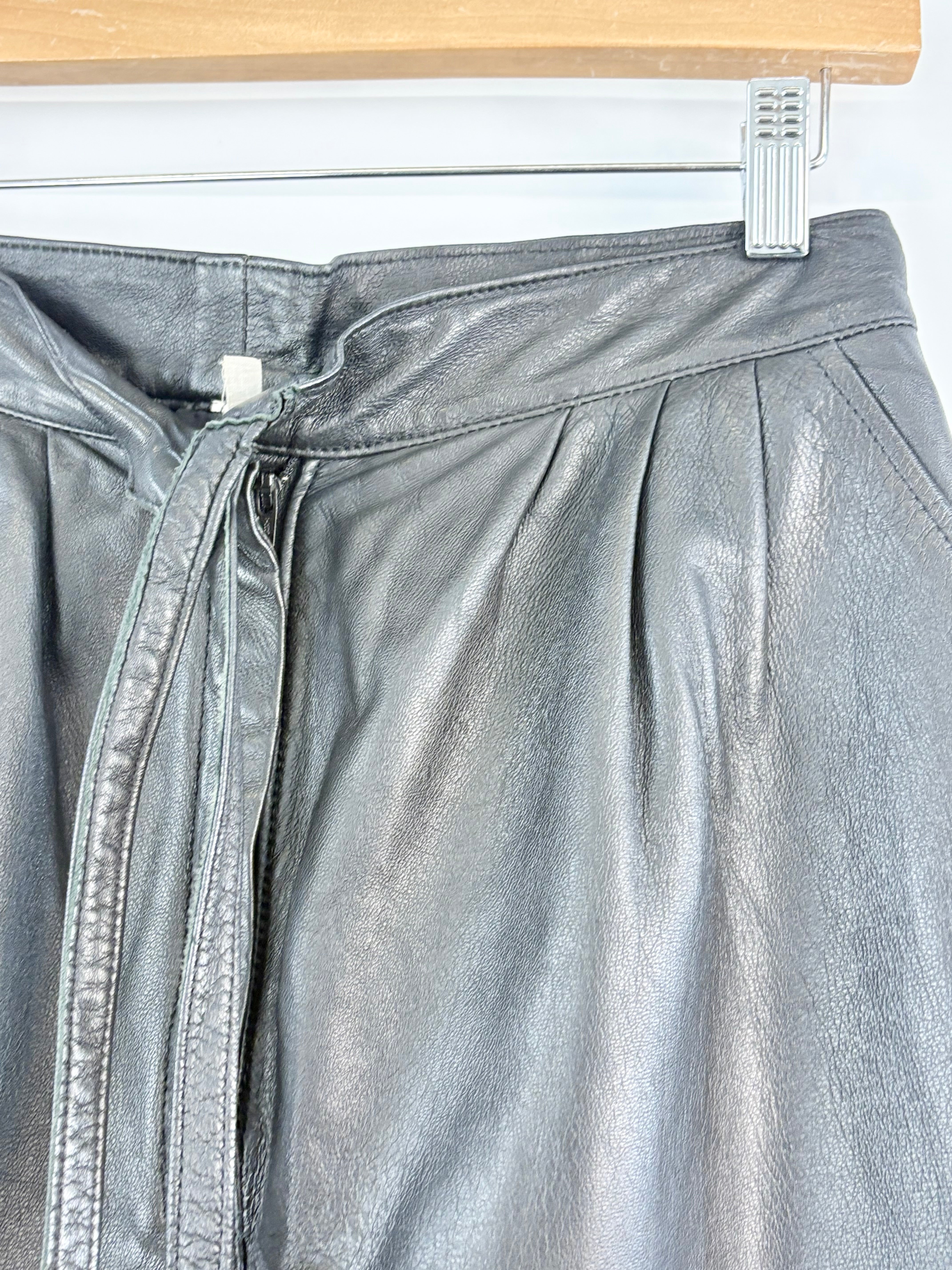 Vintage Black Leather Balloon-Leg Pants - AU8/10