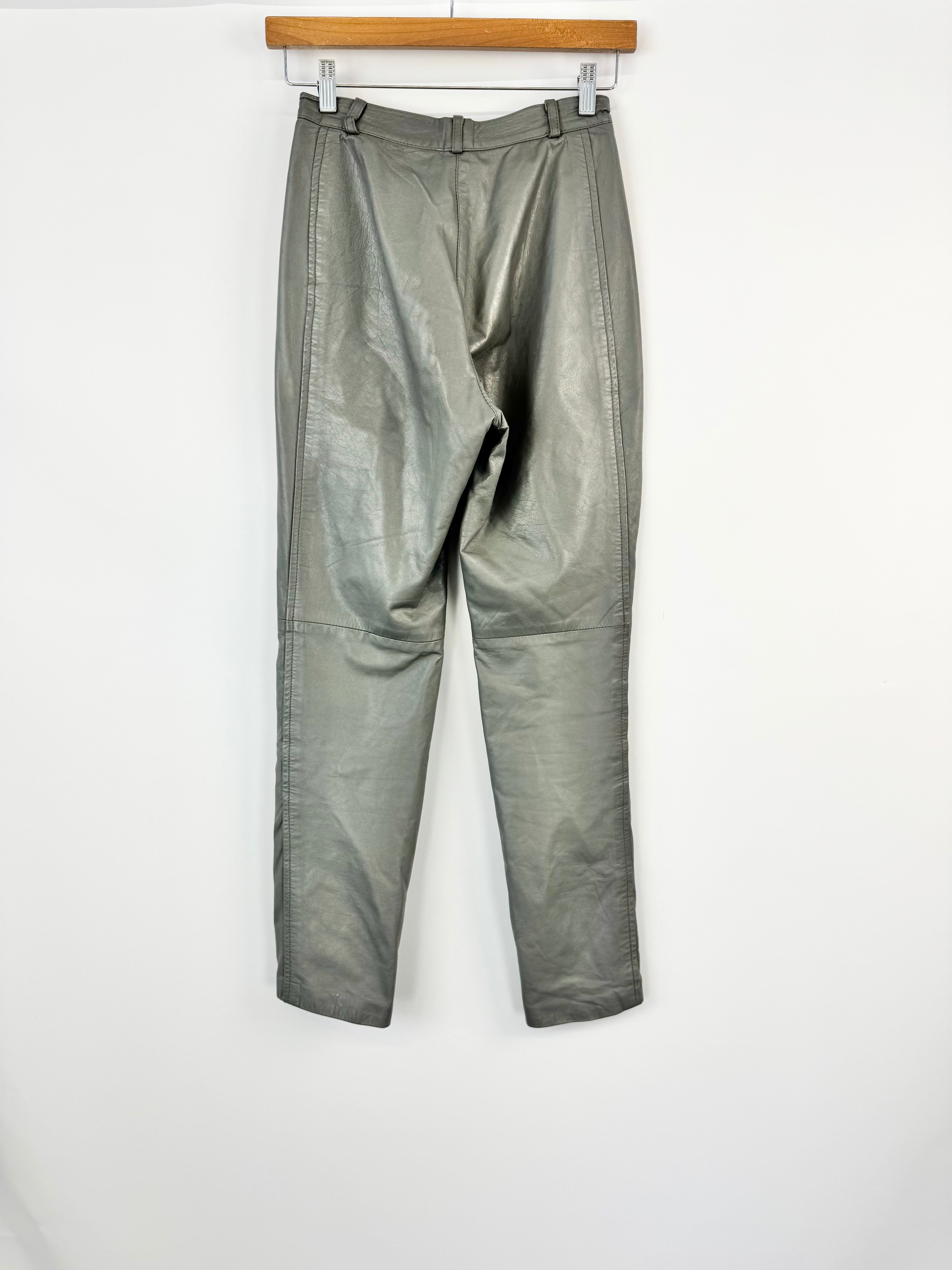 Stephen Dattner Grey Leather Pants - AU10