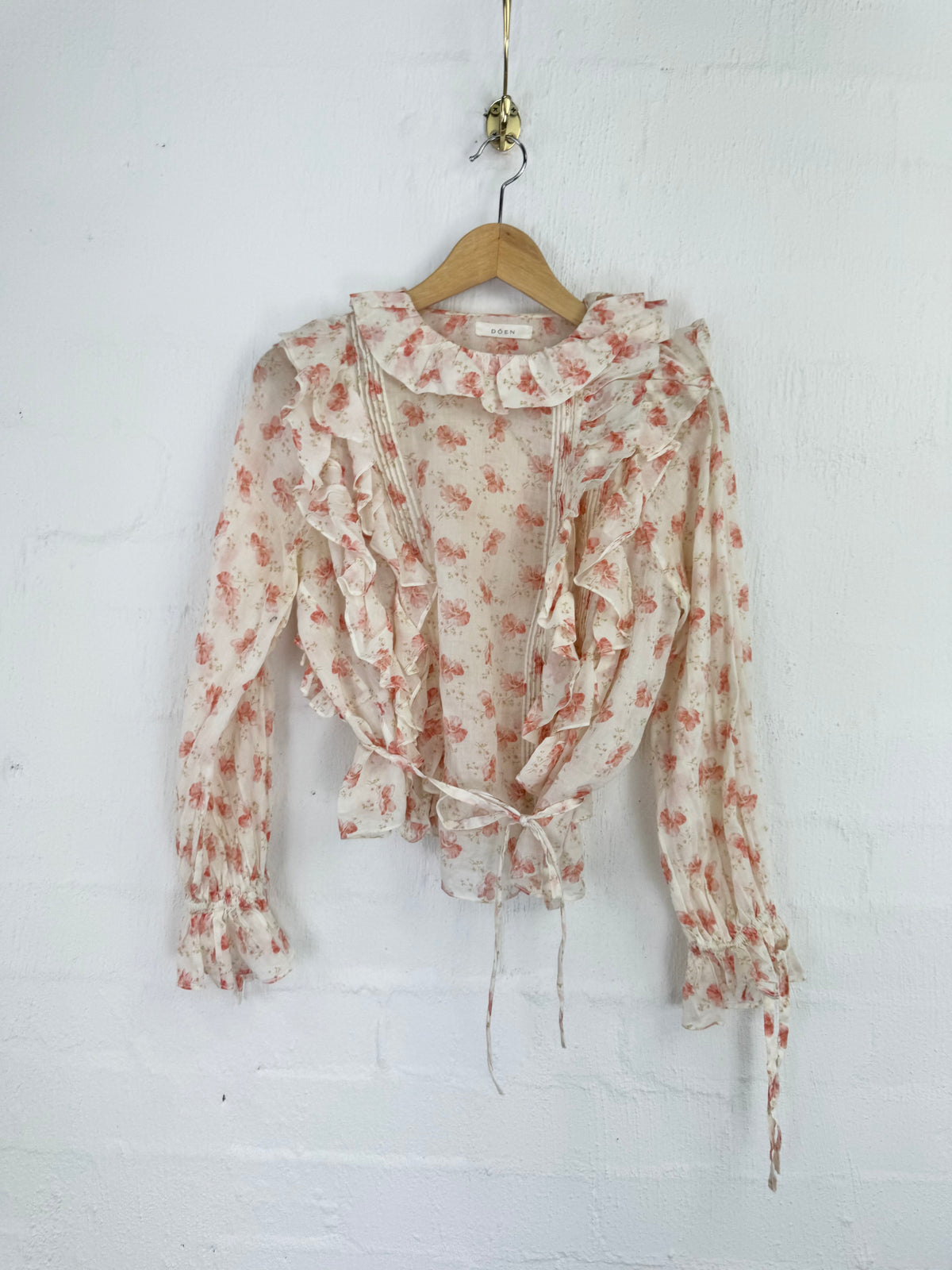 Doen Floaty Cream Poppy Patterned Blouse - AU8/10
