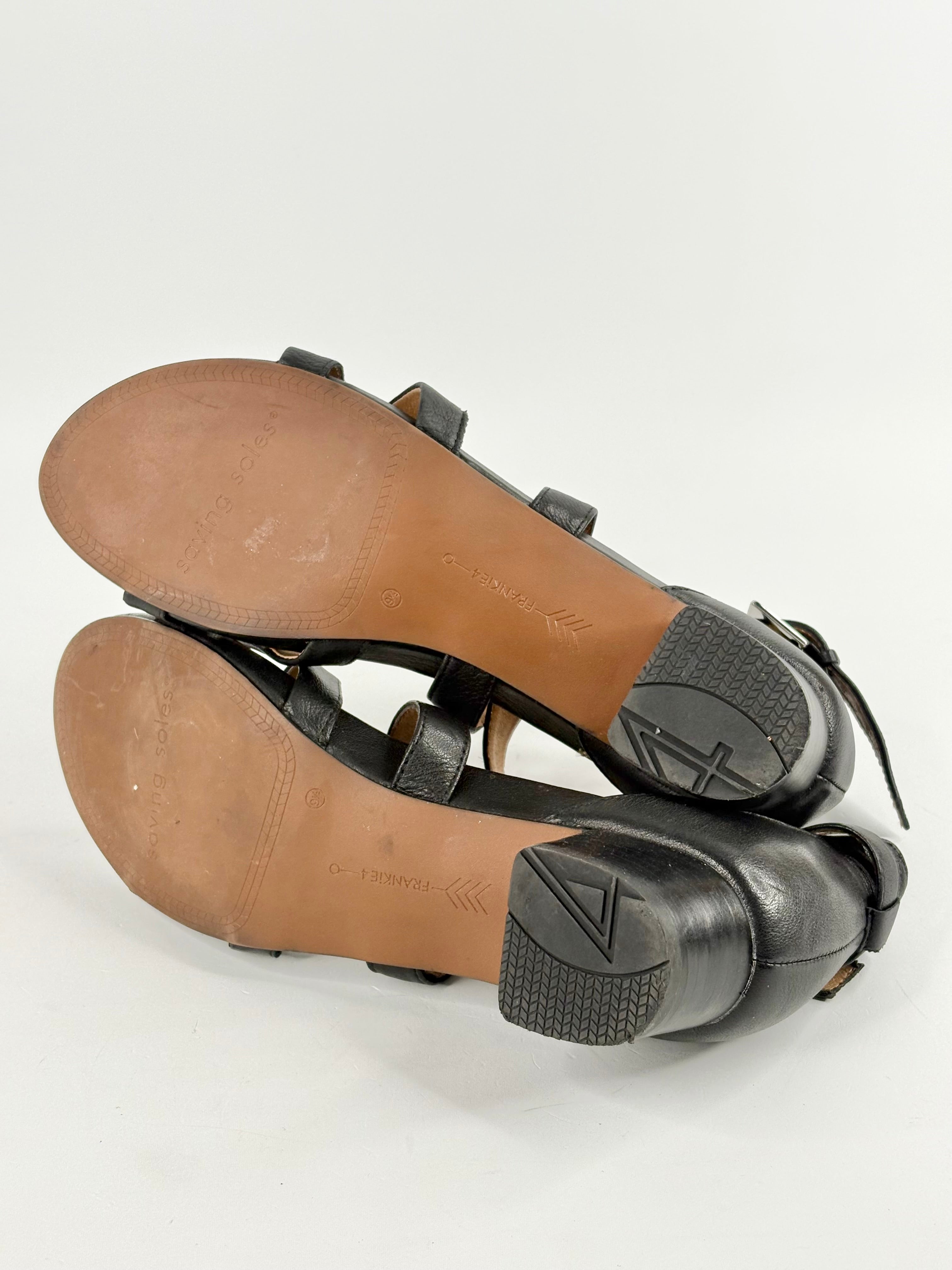 Frankie4 Black Leather Sandals - EU41