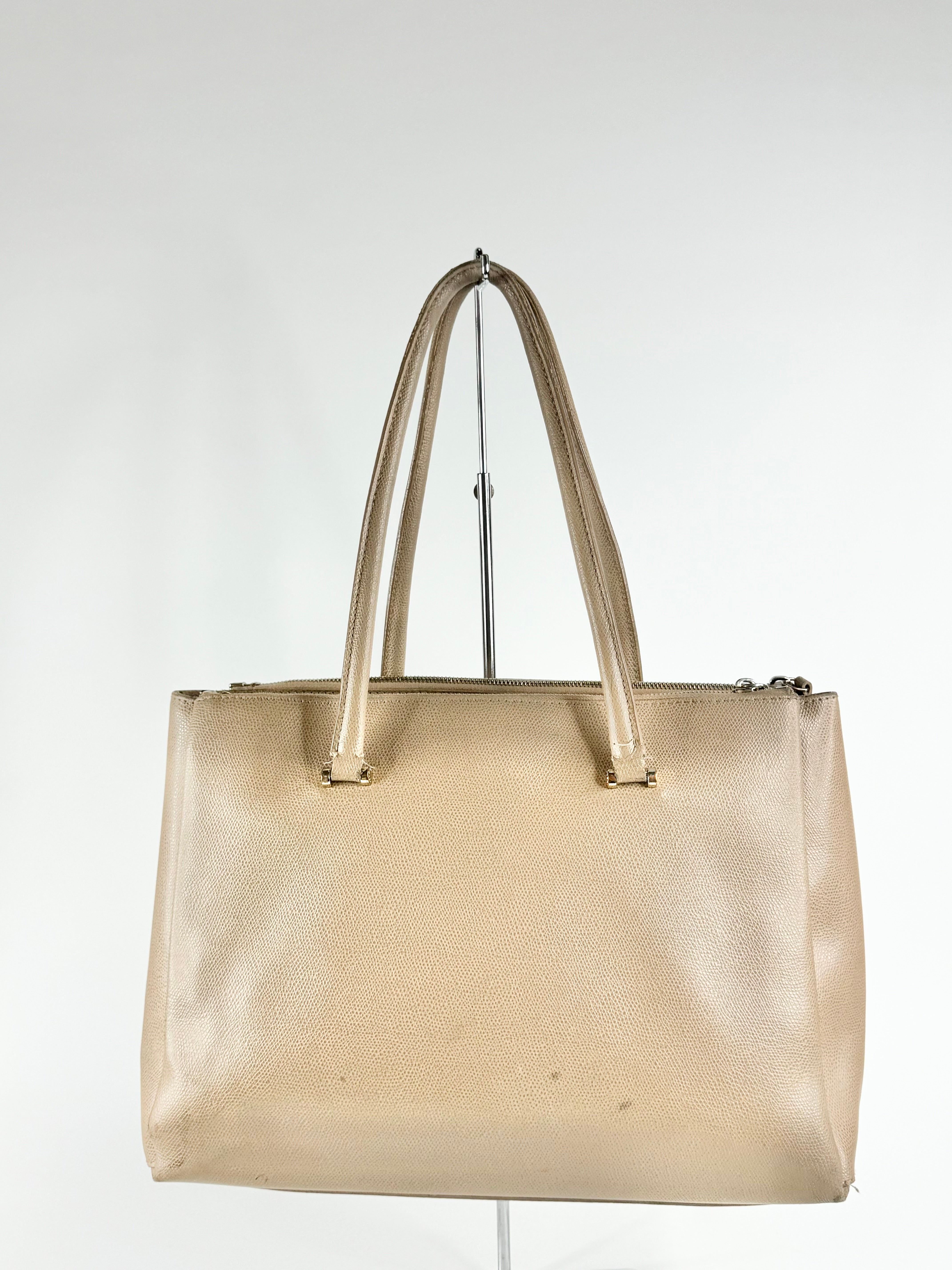 Furla Pebbled Taupe Leather Shoulder Bag
