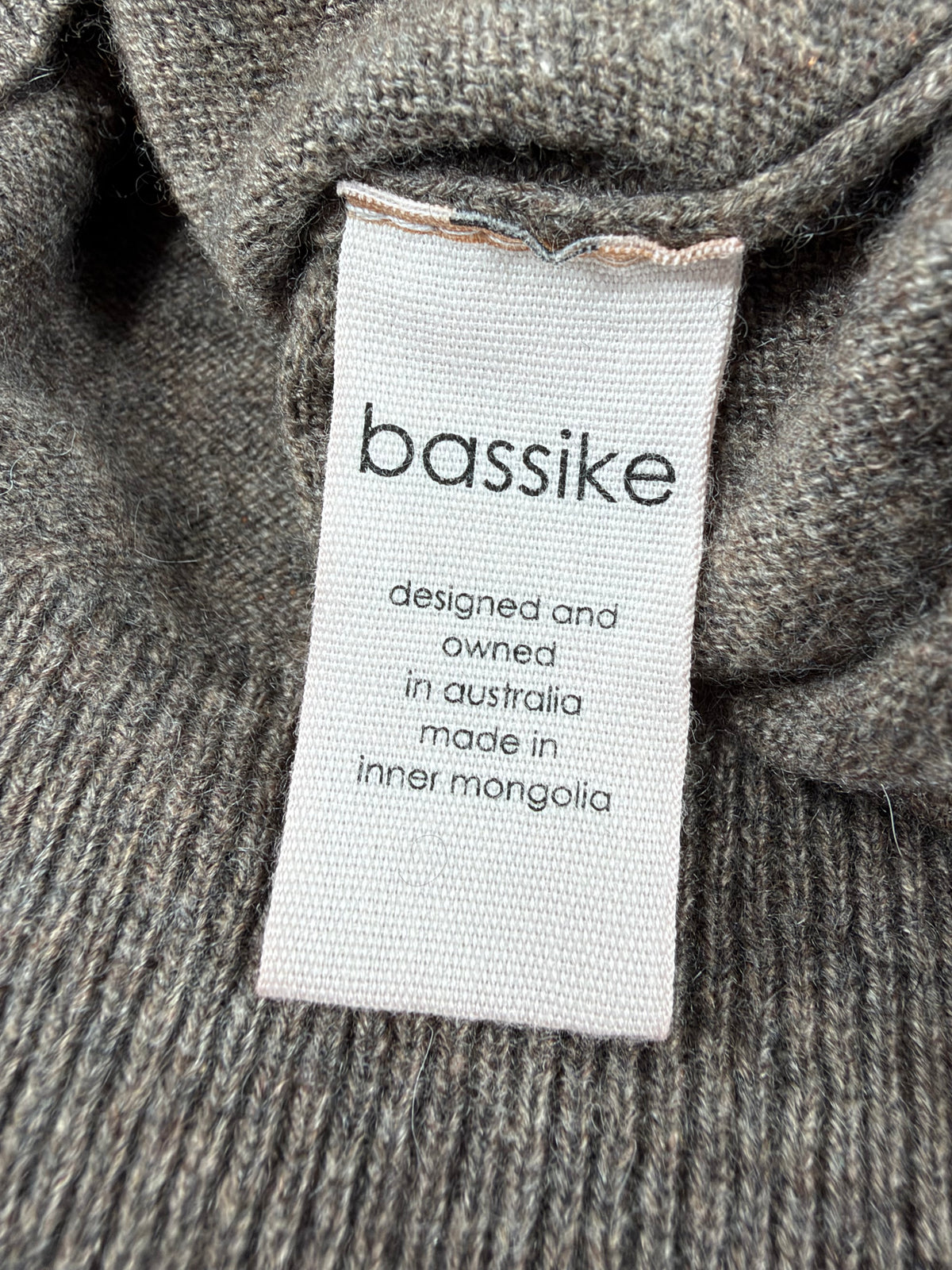 Bassike Mottled Taupe Cashmere Roll Neck Sweater - AU8/10
