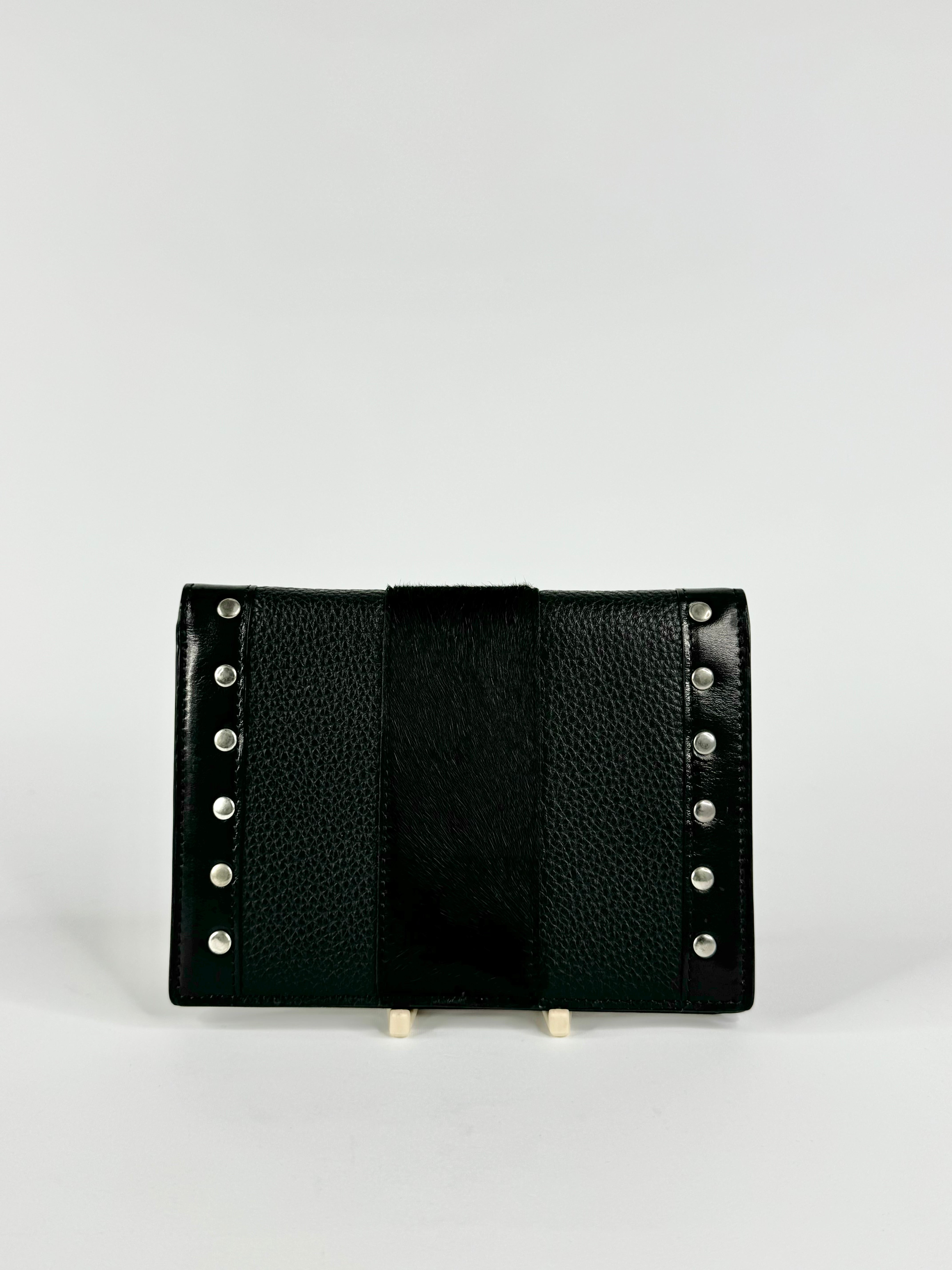 Monte Napoleone Black Grained & Studded Wallet NWT