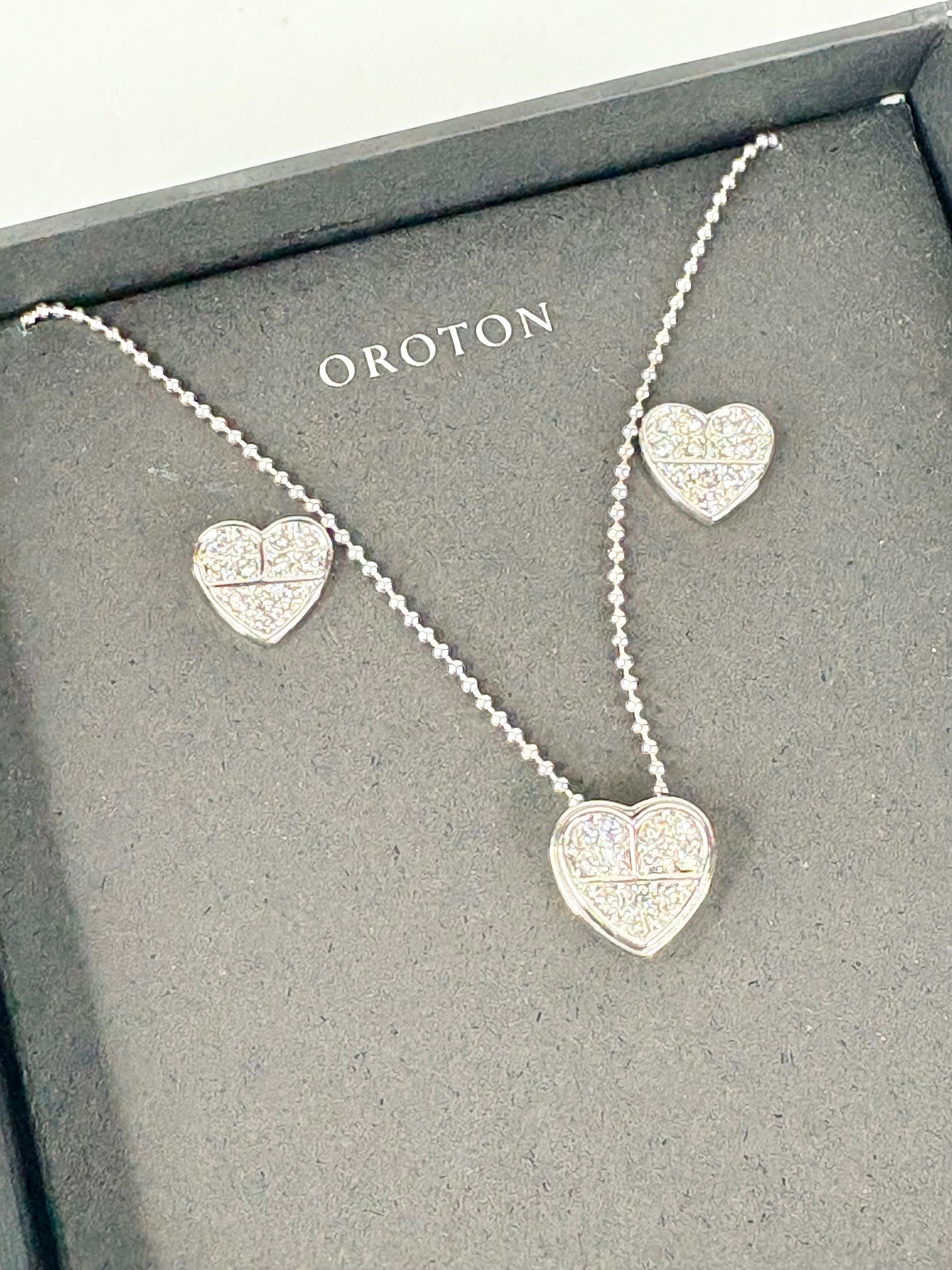 Oroton Silver Pave Heart Jewelry Gift Set