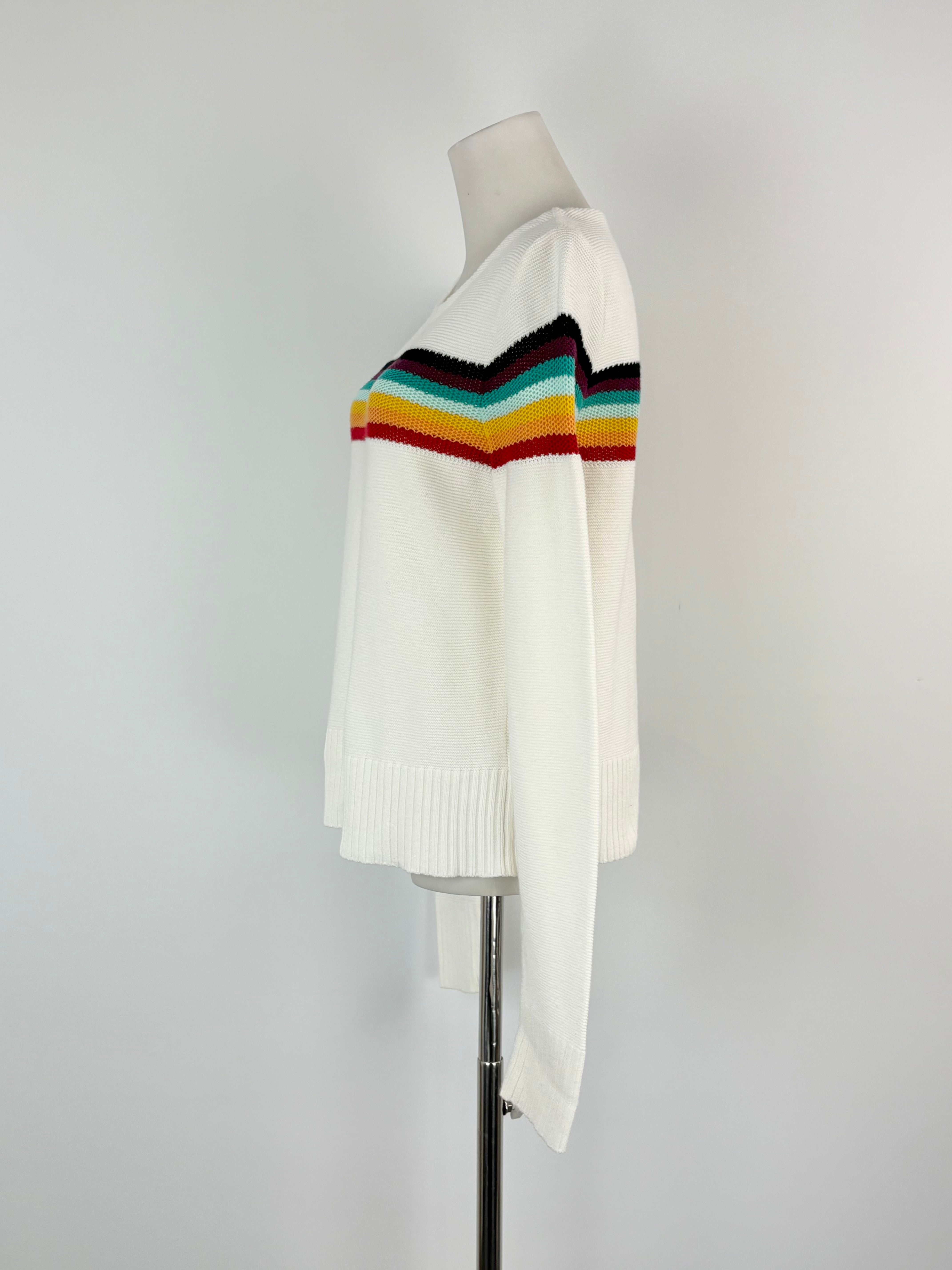 Chloé White Rainbow-Stripe Knitted Sweater - AU8/10