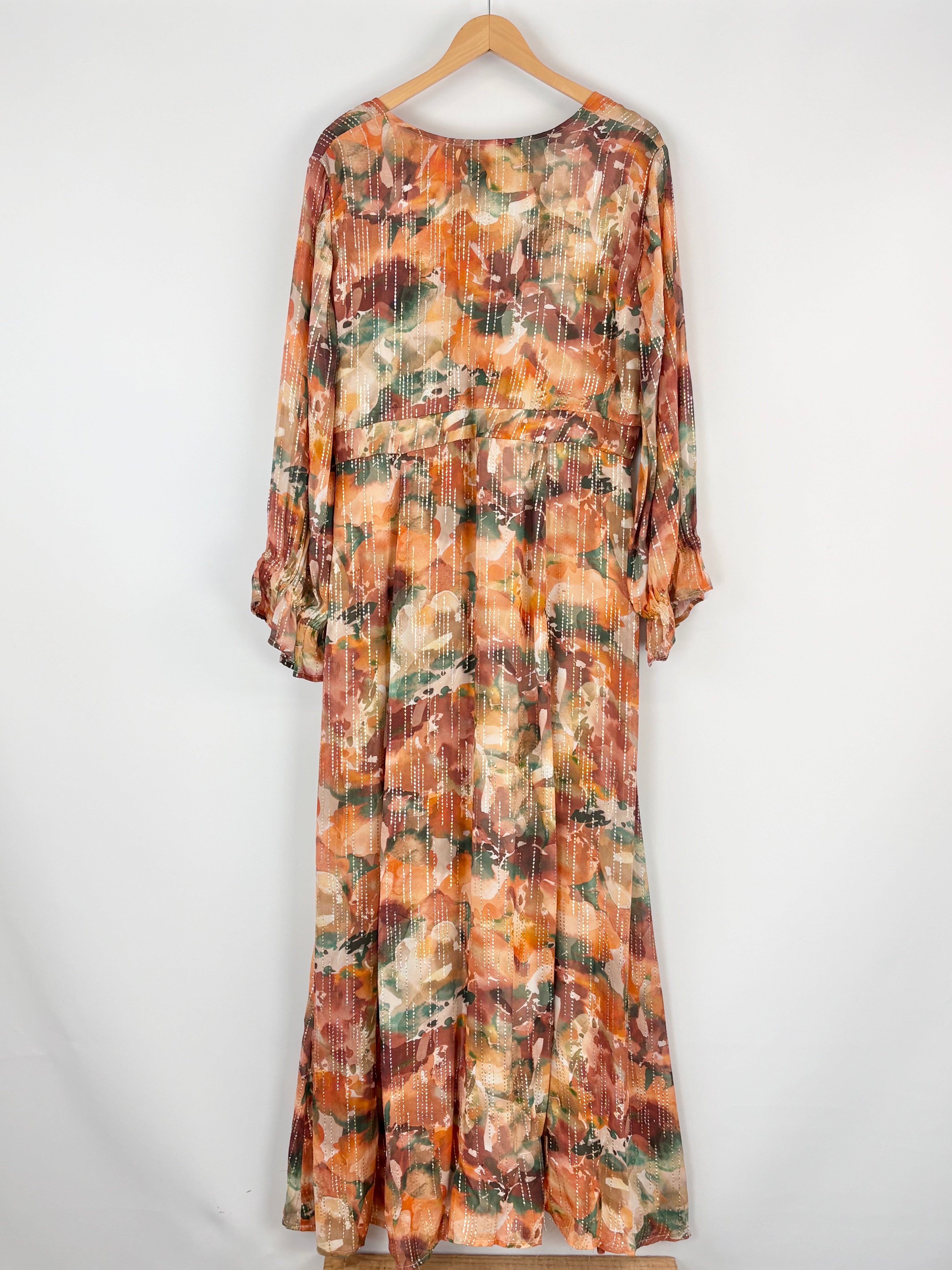 Gysette Gold Lurex Embellished Sheer Camo Maxi Dress - AU18