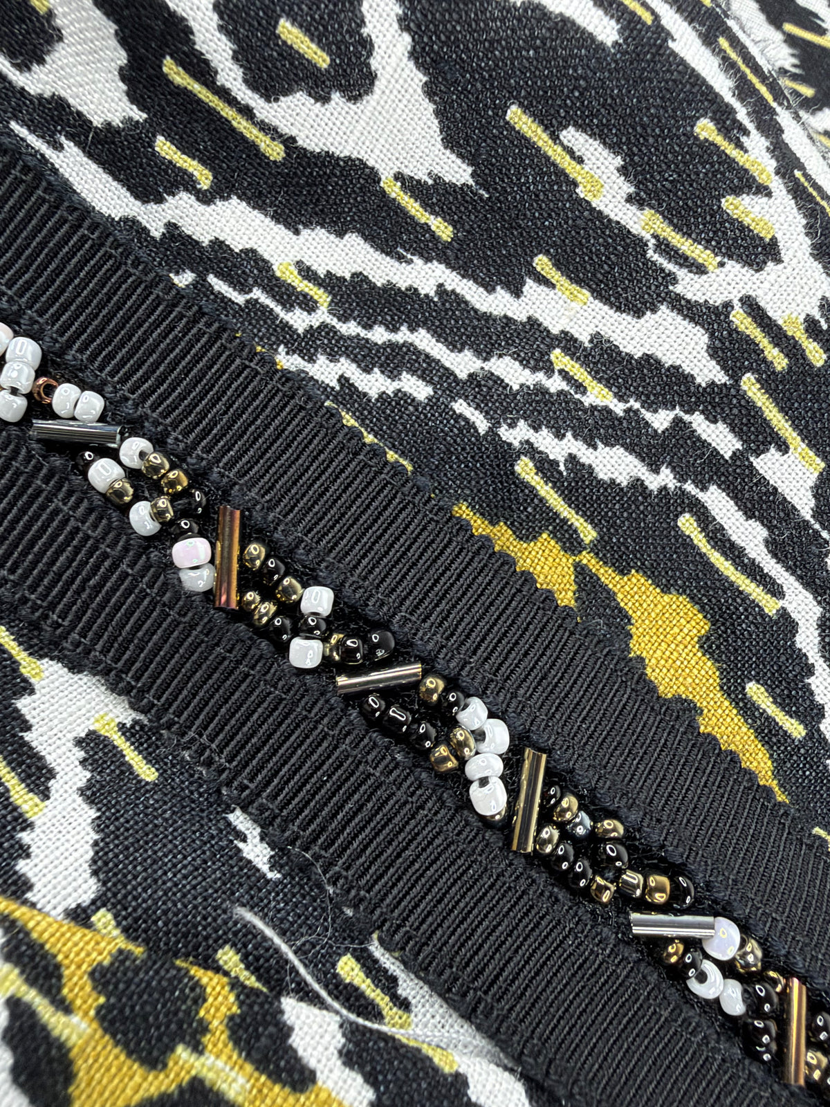 Patrizia Pepe Black, White & Gold Patterned Linen Slacks - AU10