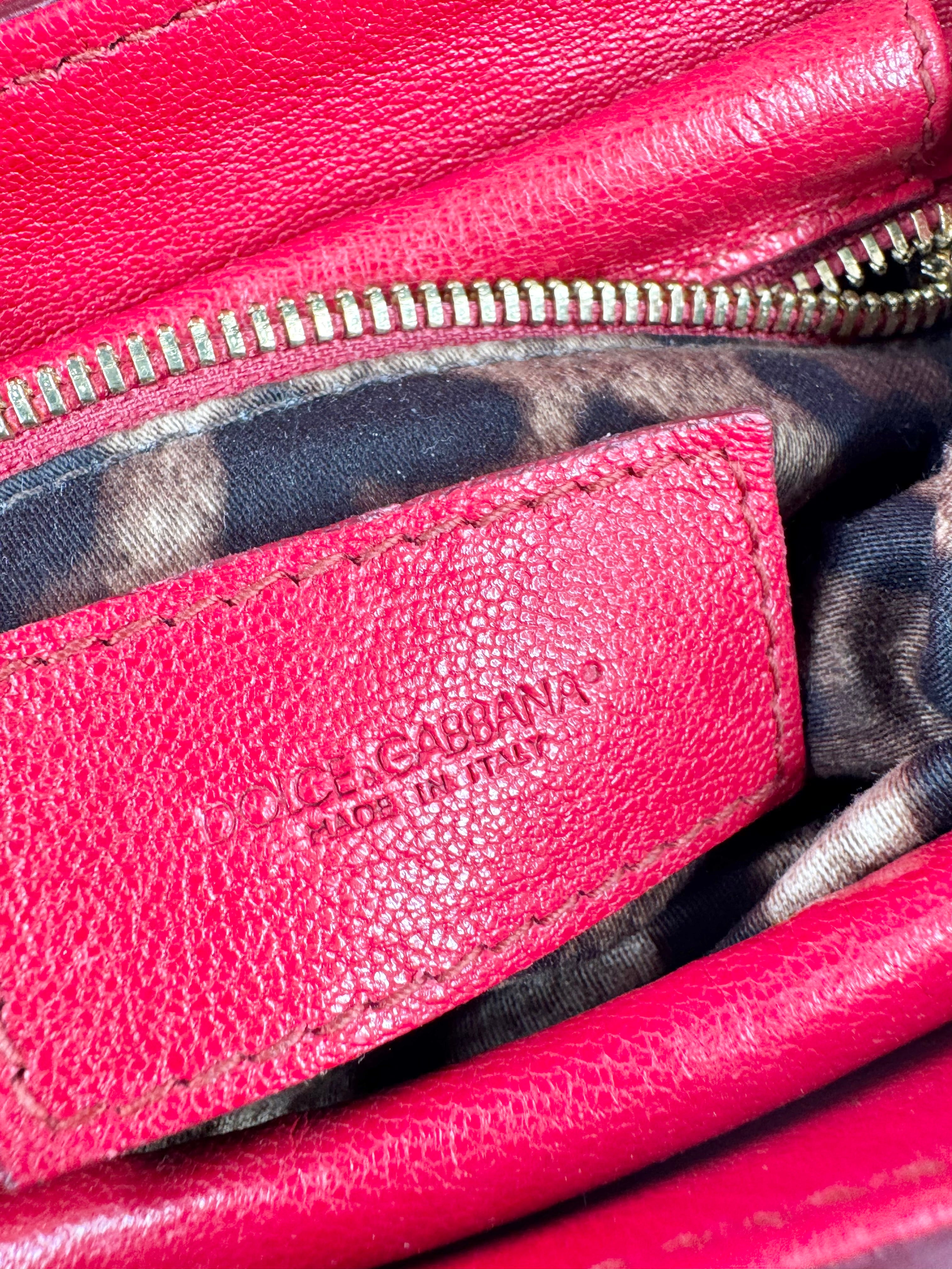 Dolce & Gabbana Red Leather Top Handle Handbag