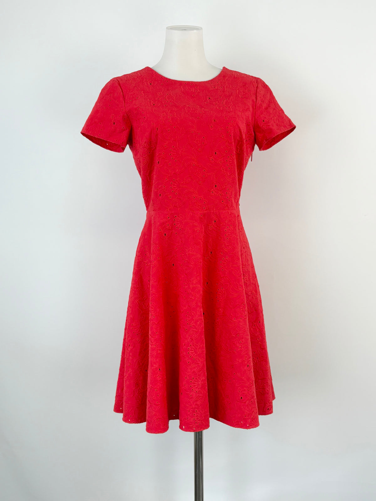 Armani Exchange Red Embroidered-Florals Midi Dress - AU8