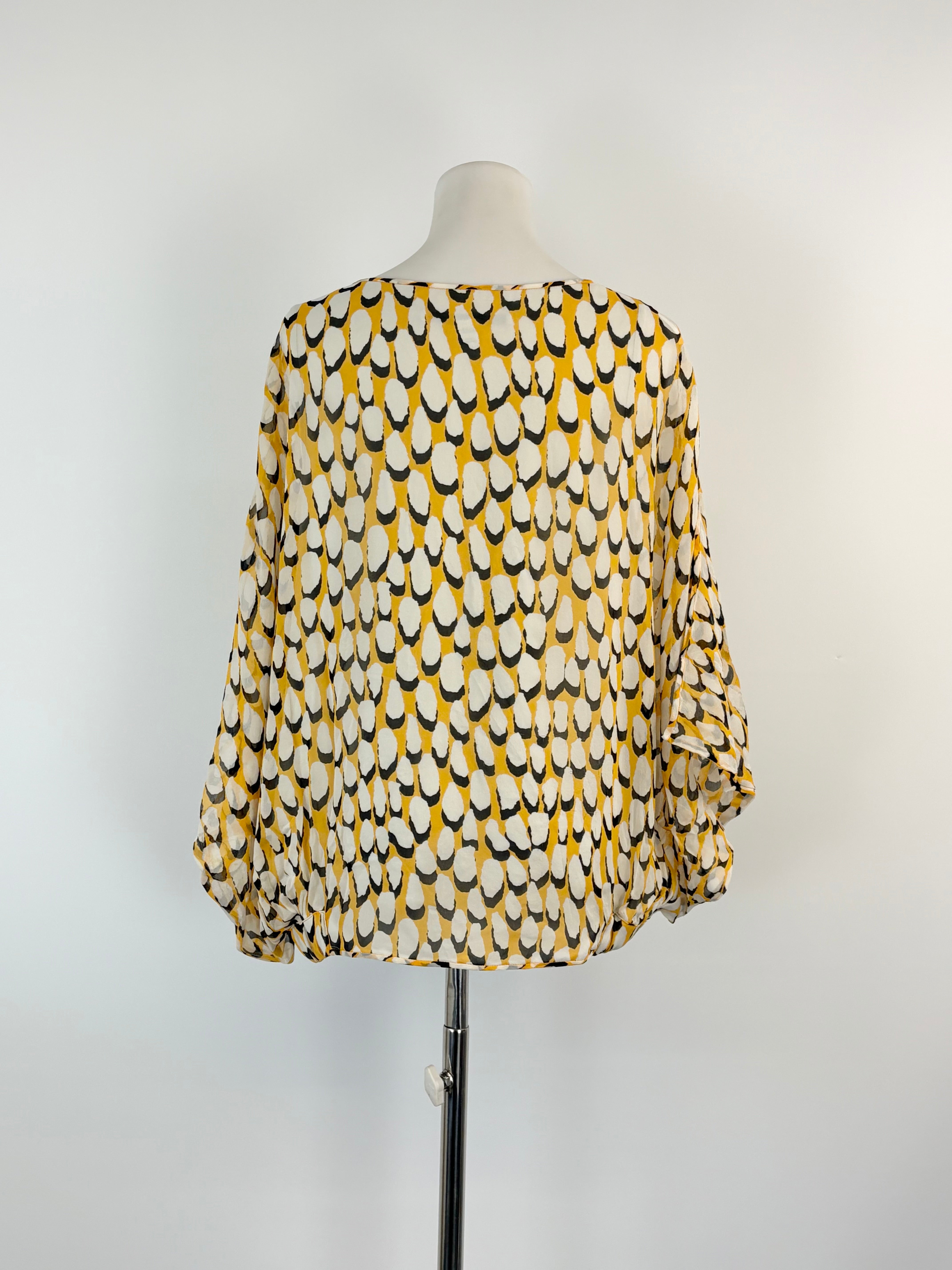 Diane von Furstenberg Yellow Patterned 'Robyn' Silk Top - AU12/14