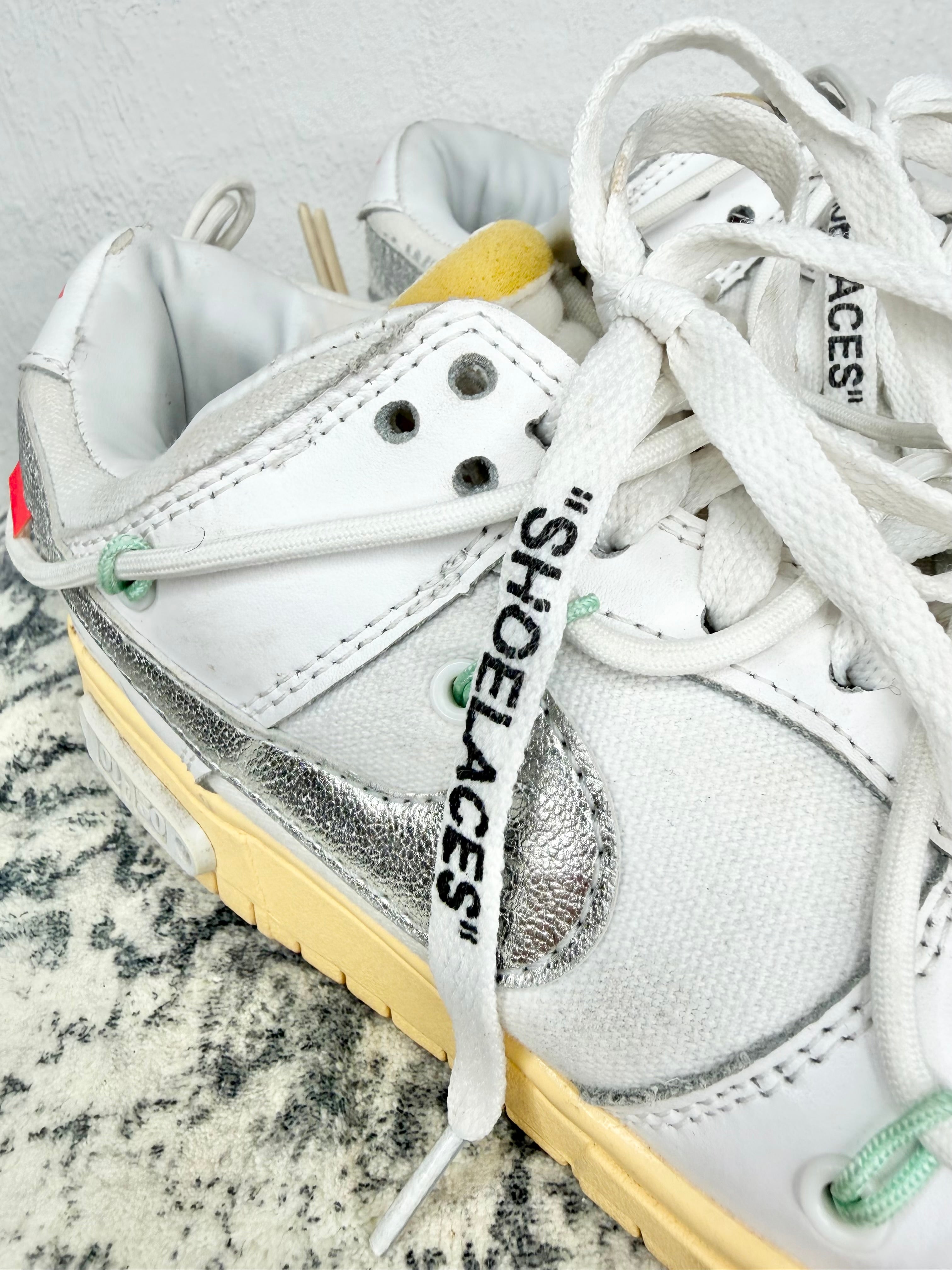 Off-White x Nike Dunk Low "01 OF 50" Tripe White Sneakers - EU41