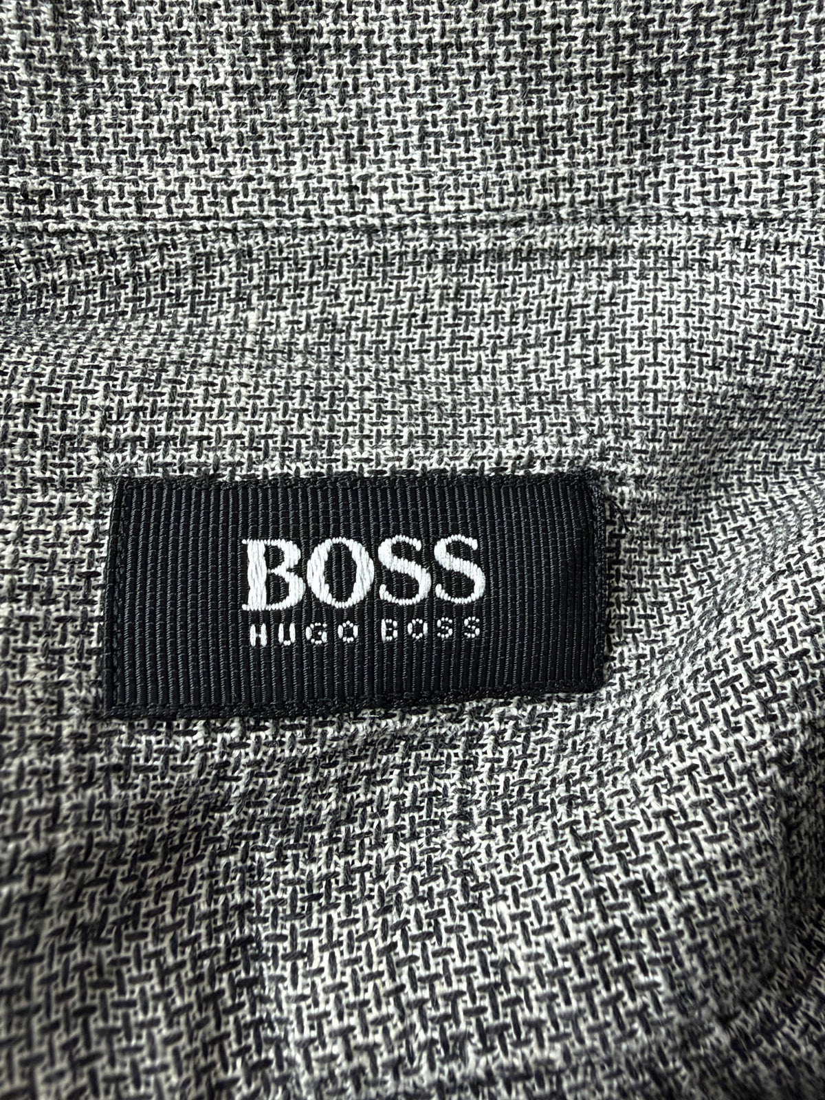 Hugo Boss Black & White Woven Flax & Cotton Shirt - M/L