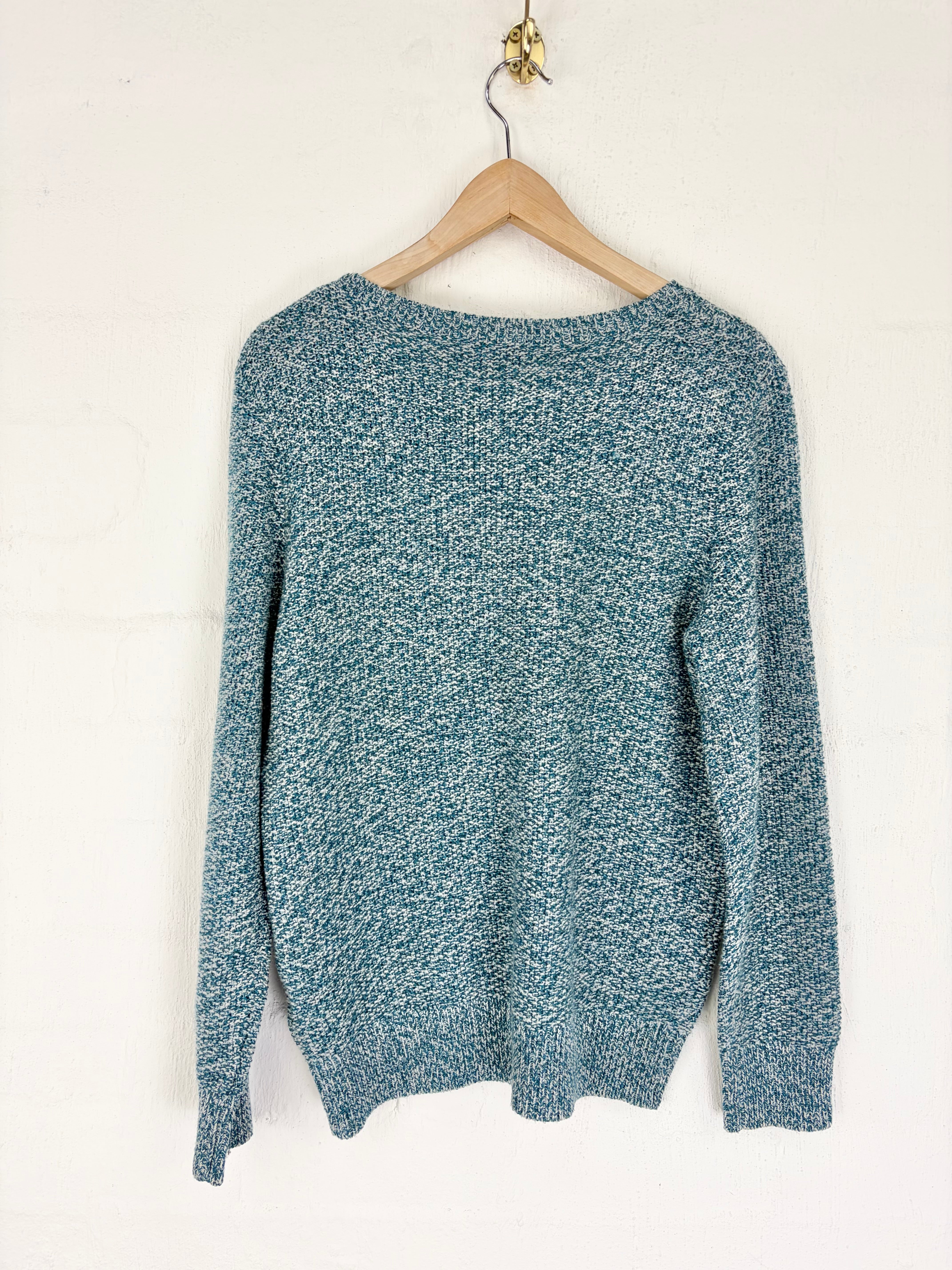 A.P.C Teal & White Patterned Wool Jumper - AU12