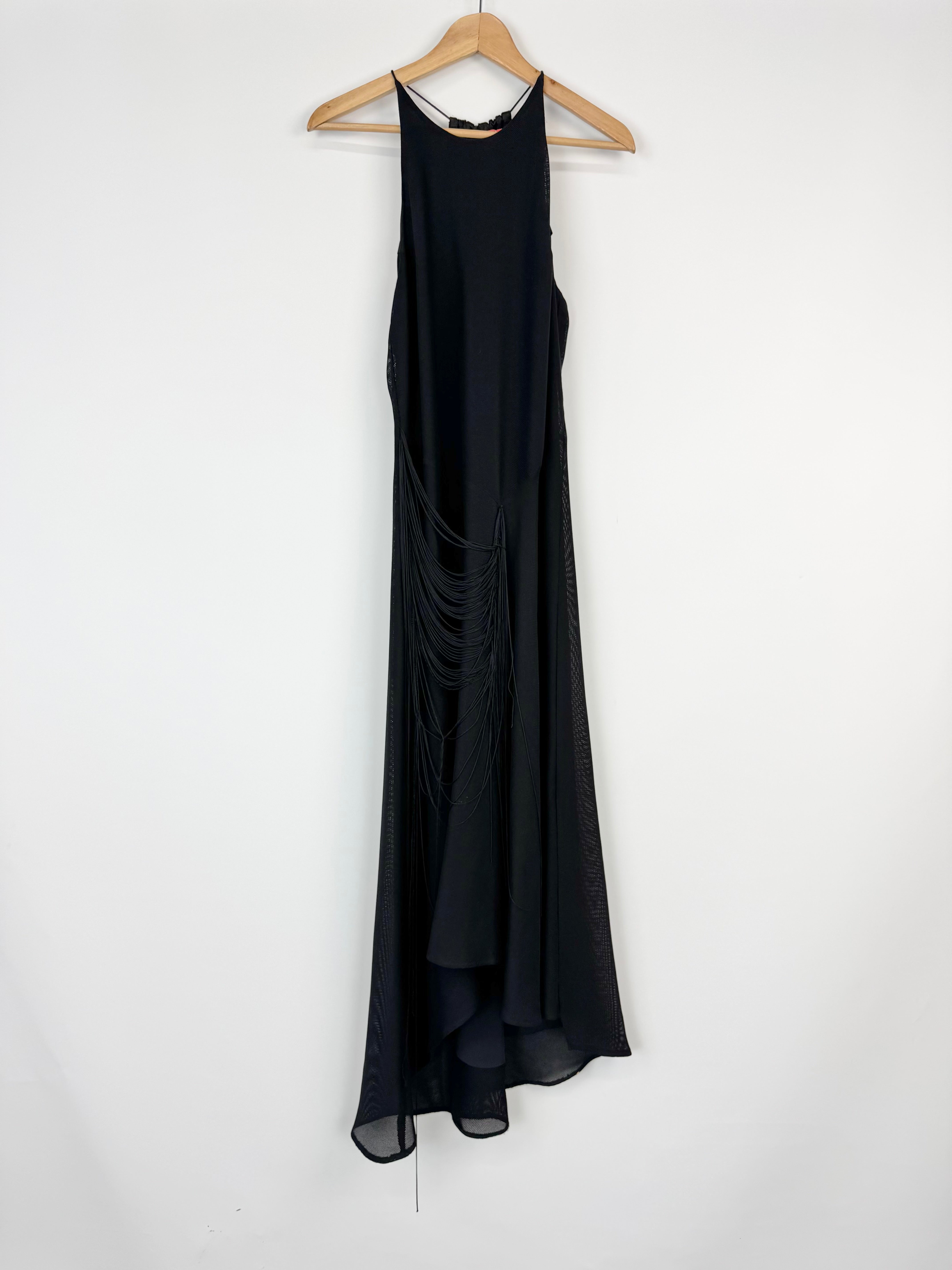 Manning Cartell Black Fringed Halter Neck Maxi Dress - AU10