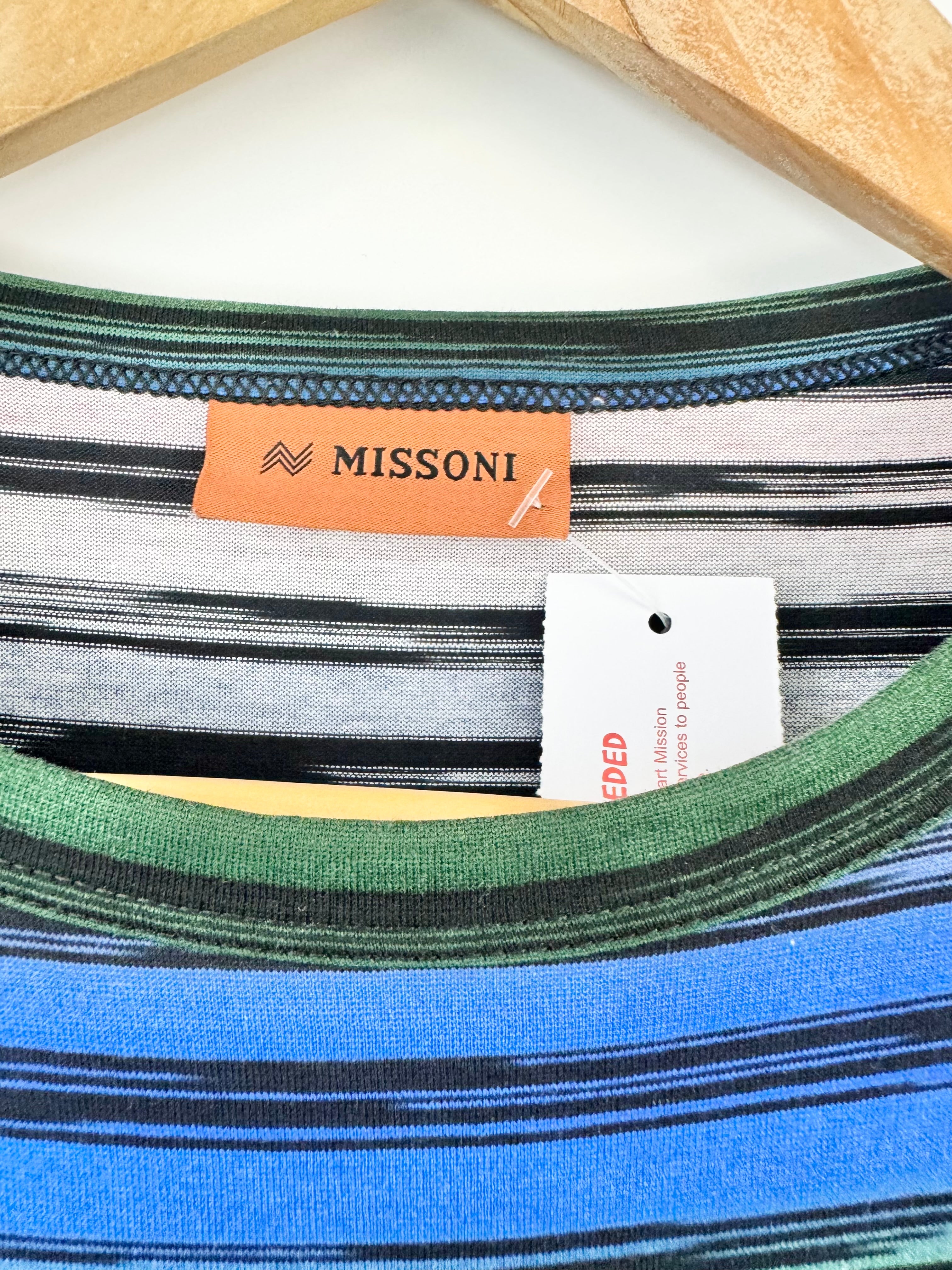 Missoni Cotton Navy Striped T-Shirt - L