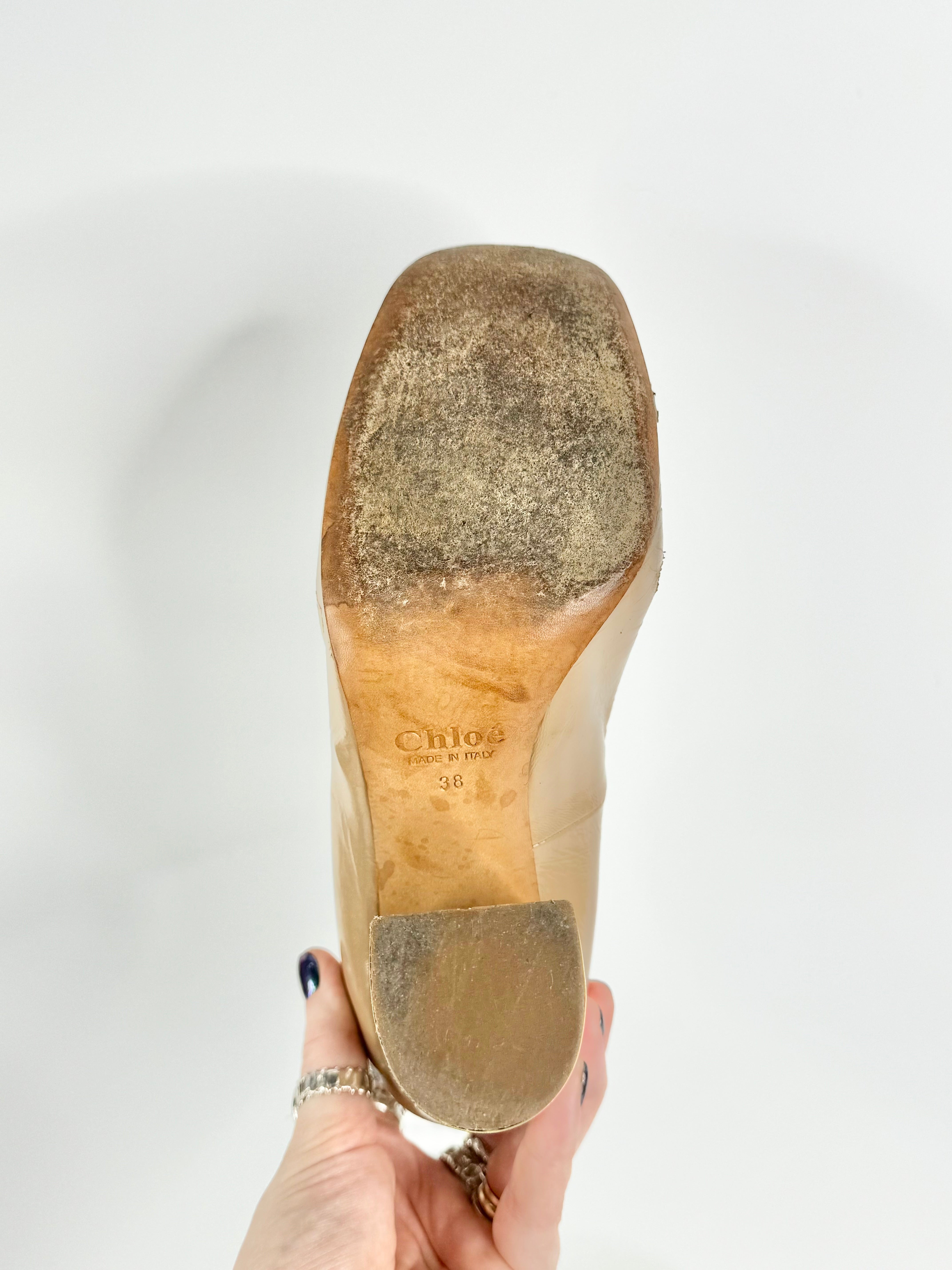 Chloe Latte T-Bar Heels - EU38