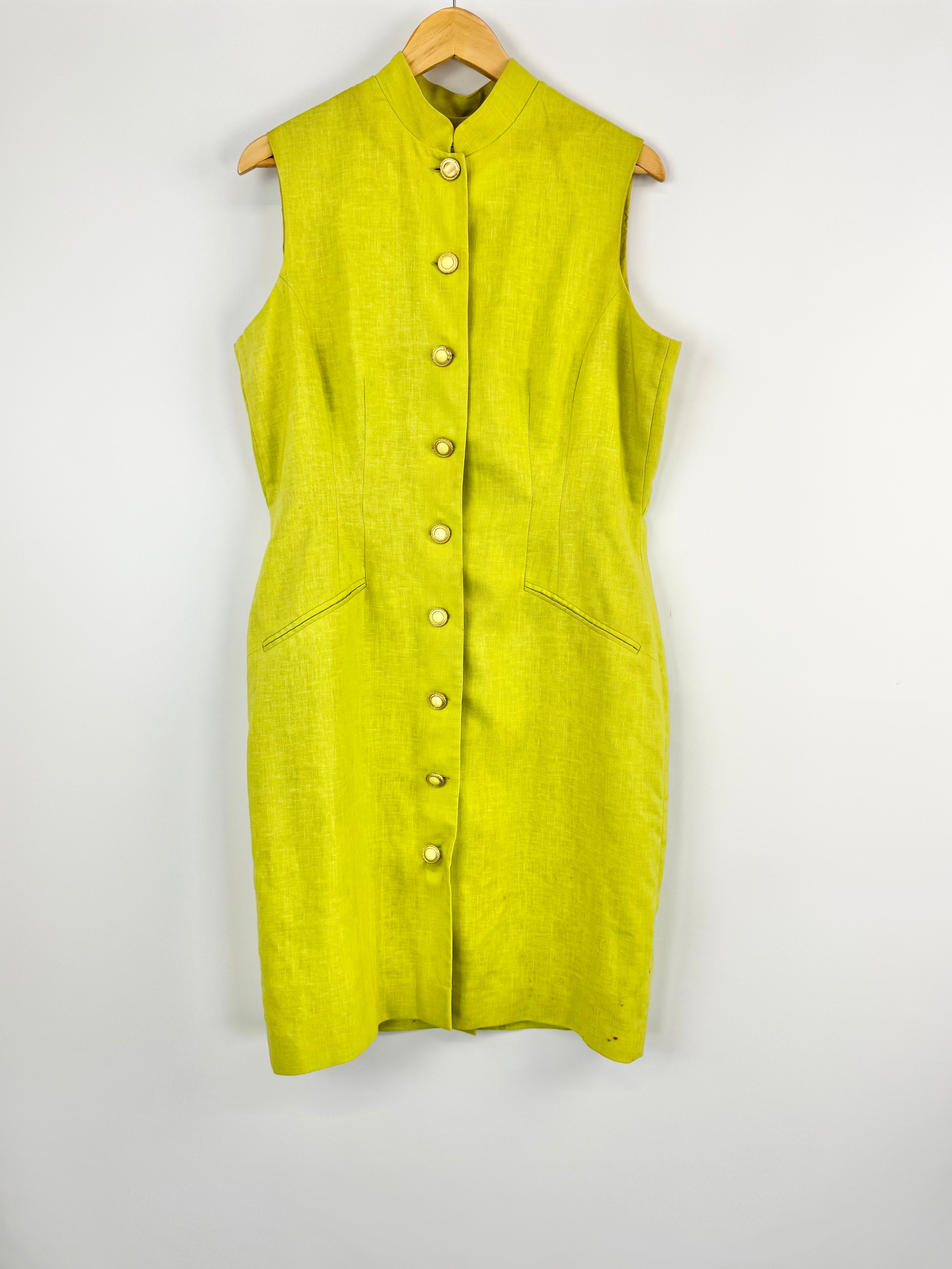 Anthea Crawford Lime Green Sleeveless Midi Dress - AU16
