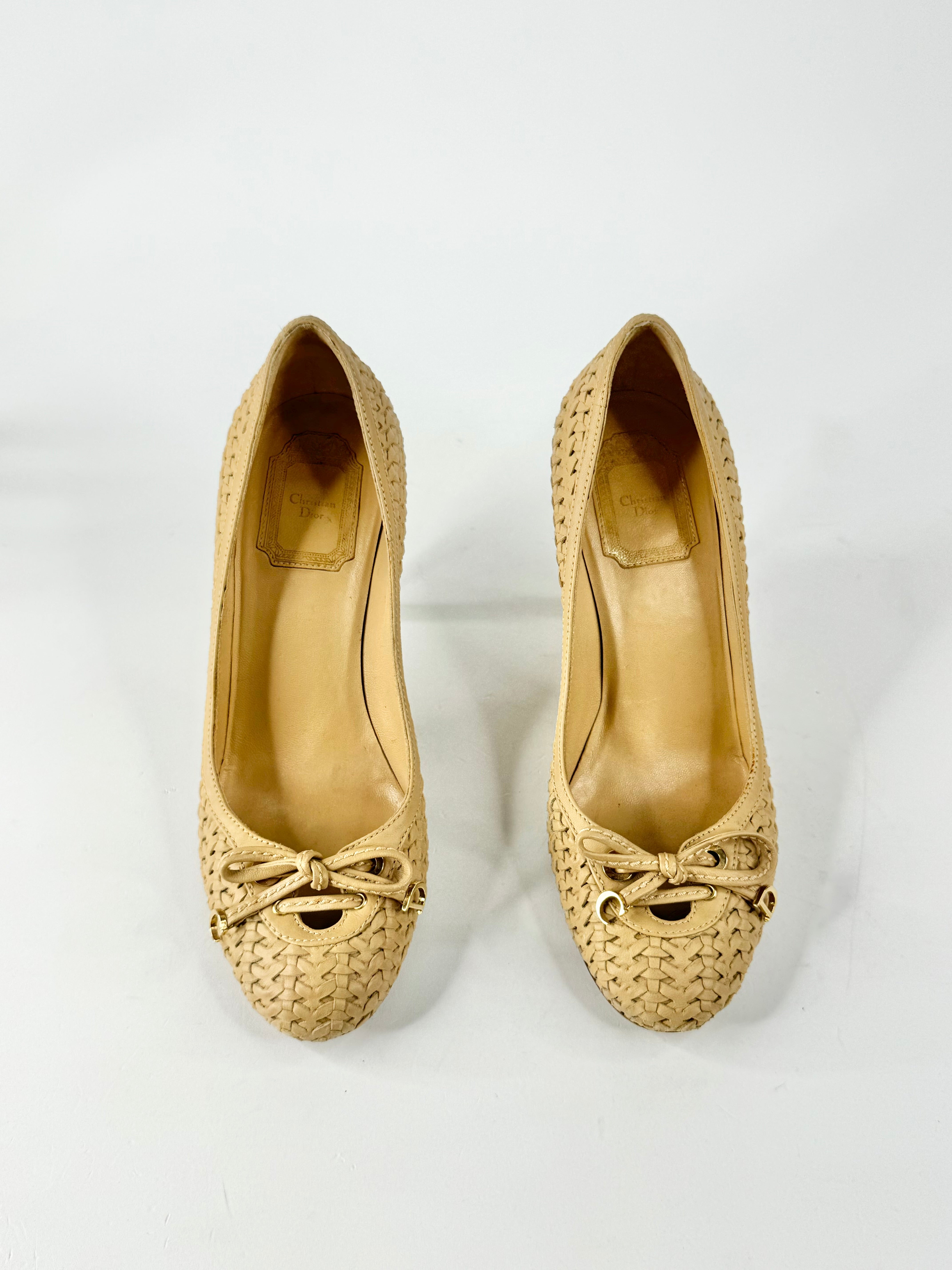 Christian Dior Wheaten Woven Stilettos - EU37.5