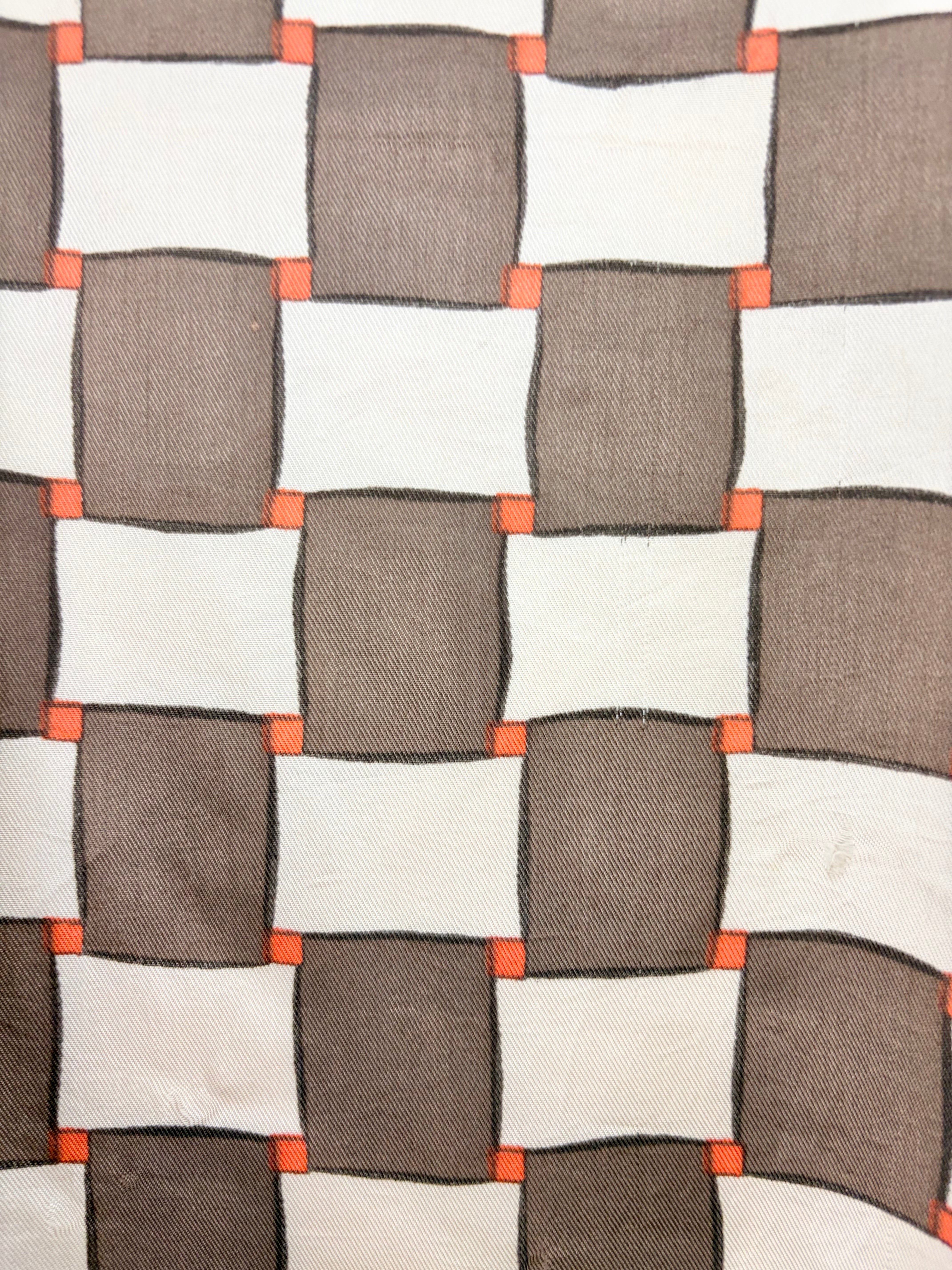 Vintage Silk Feel Beige, Orange & Brown Scarf