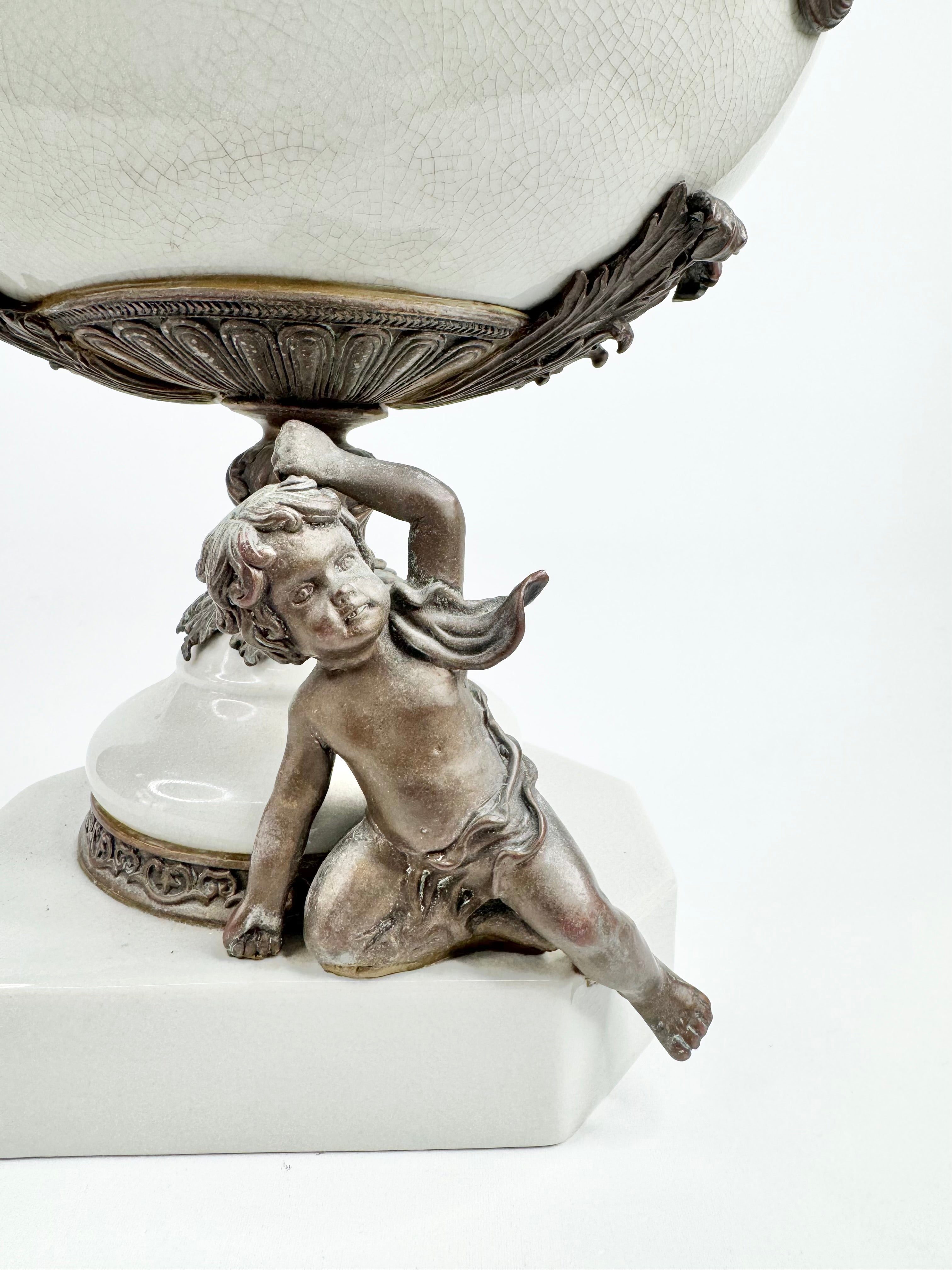 Vintage R.M. Hall Pty Ltd Art Nouveau Style Cherub Gondola Centrepiece Bowl
