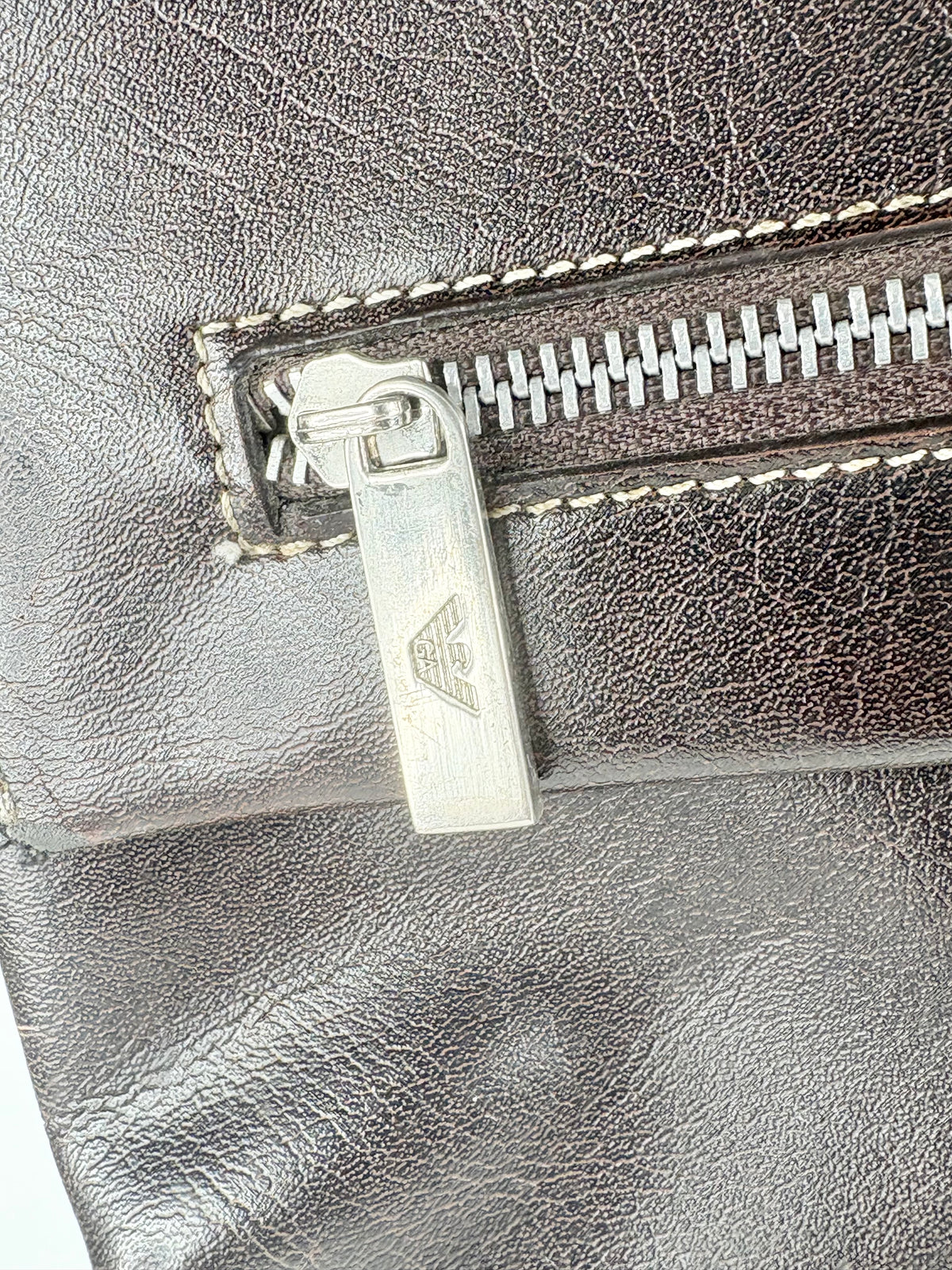 Giorgio Armani Vintage Chocolate Brown Leather Messenger Bag