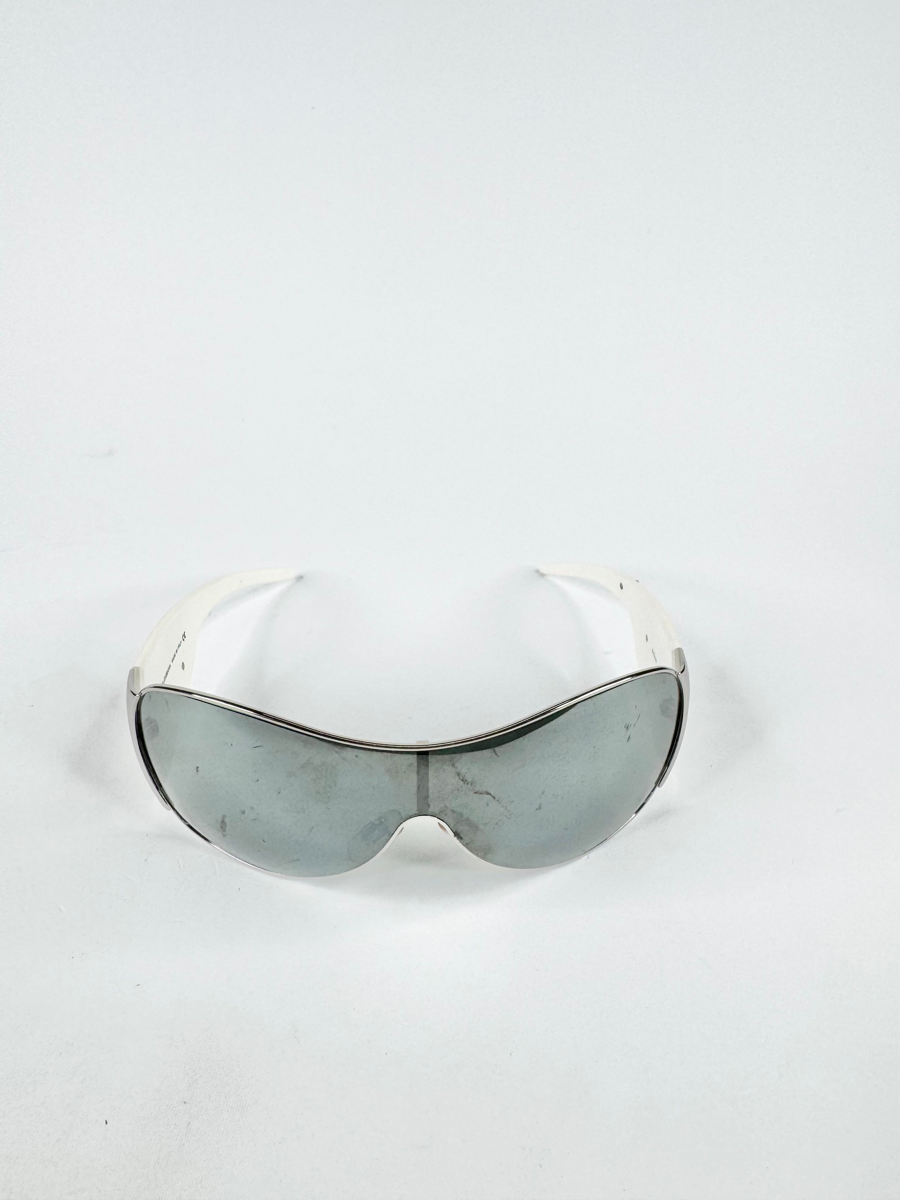 Dolce & Gabbana White Frame Shield Sunglasses