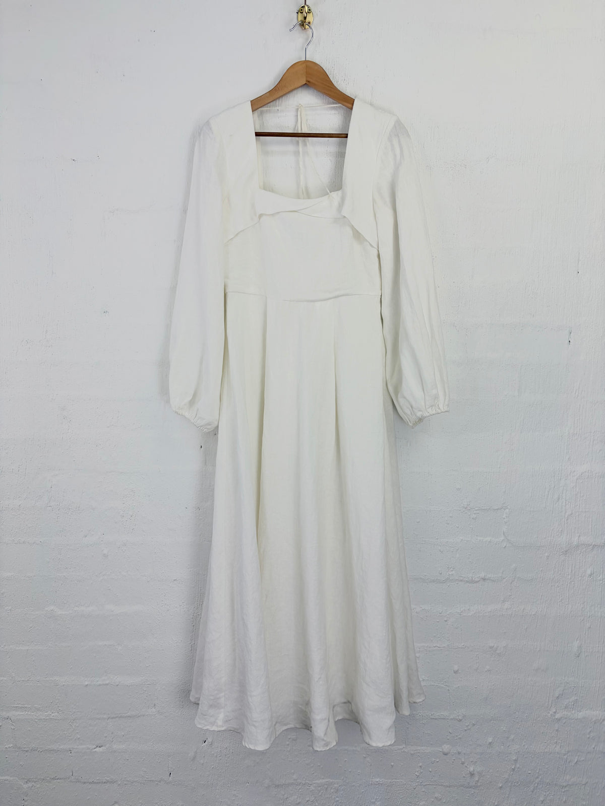 Marle 'Ingrid' Ivory Linen Long Sleeve Midi Dress - AU10