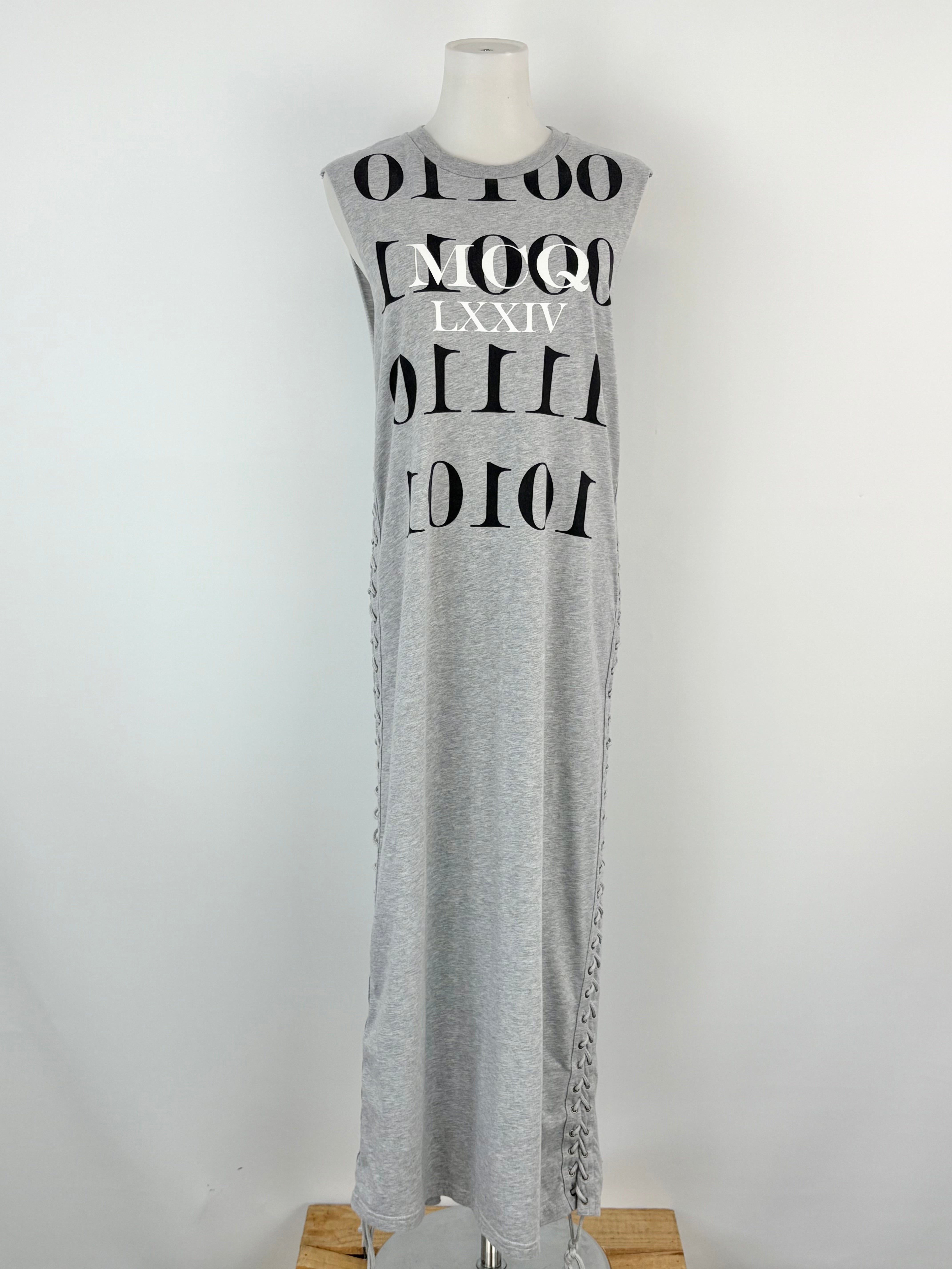 McQ Alexander McQueen Cloud Grey Melange Eyelet Tank Dress - AU10