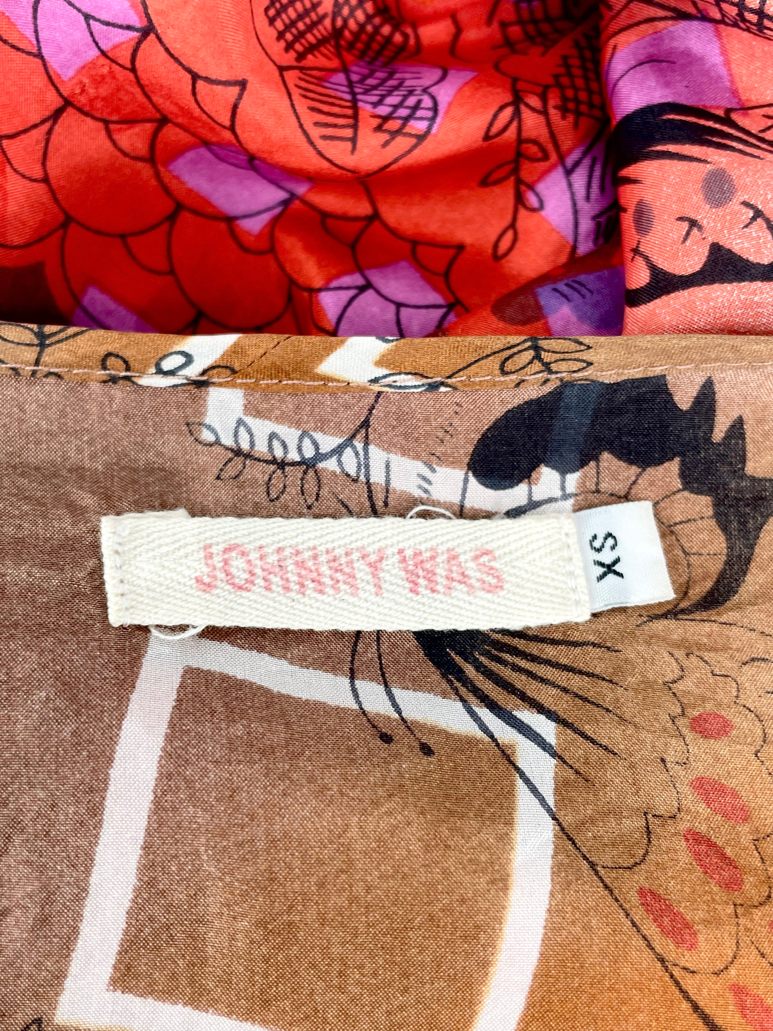 Johnny Was Sunset Butterfly-Print Silk Tunic - AU6/8