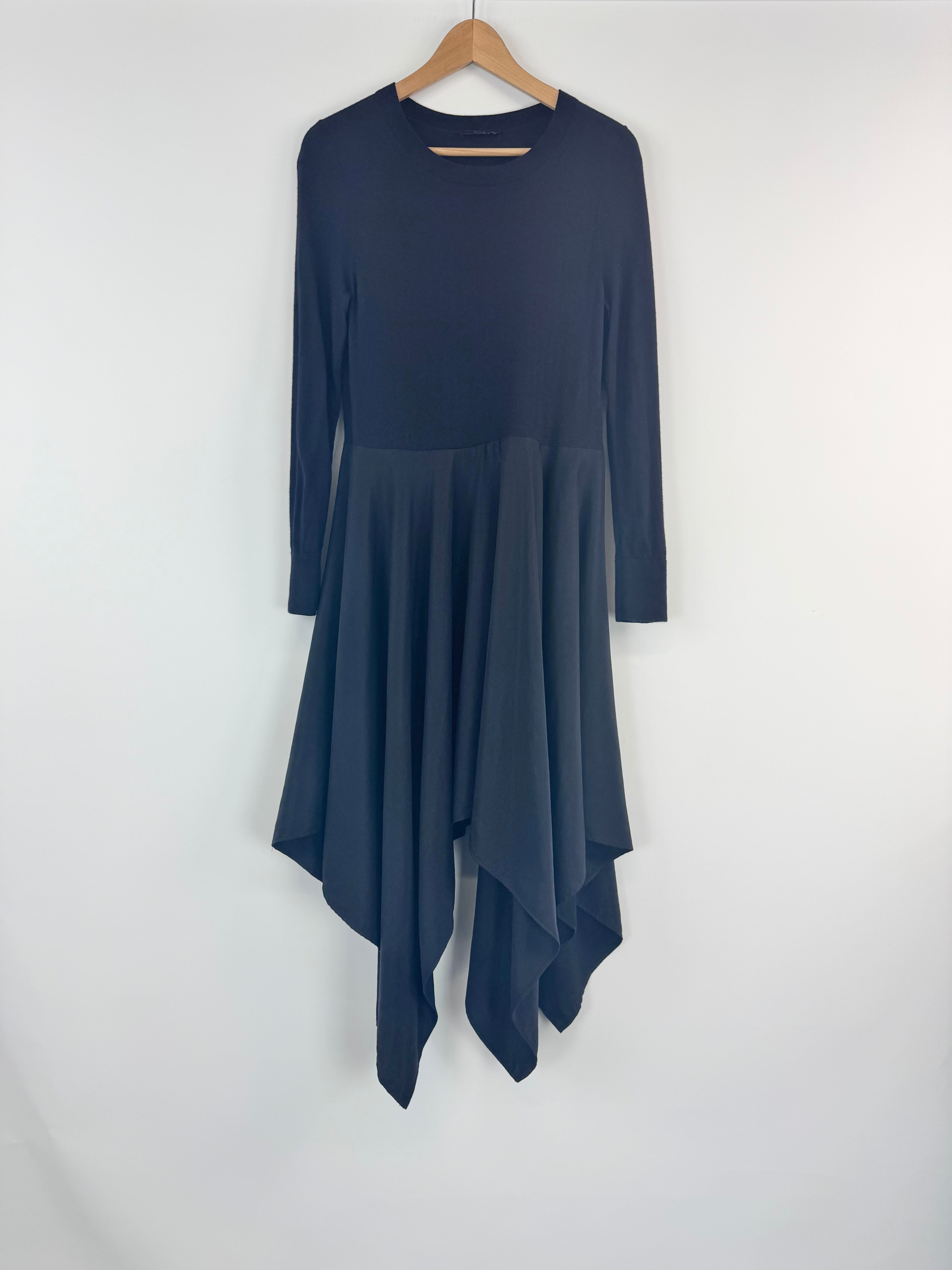 Cos Navy Blue Wool & Lyocell Asymmetrical Dress - AU8