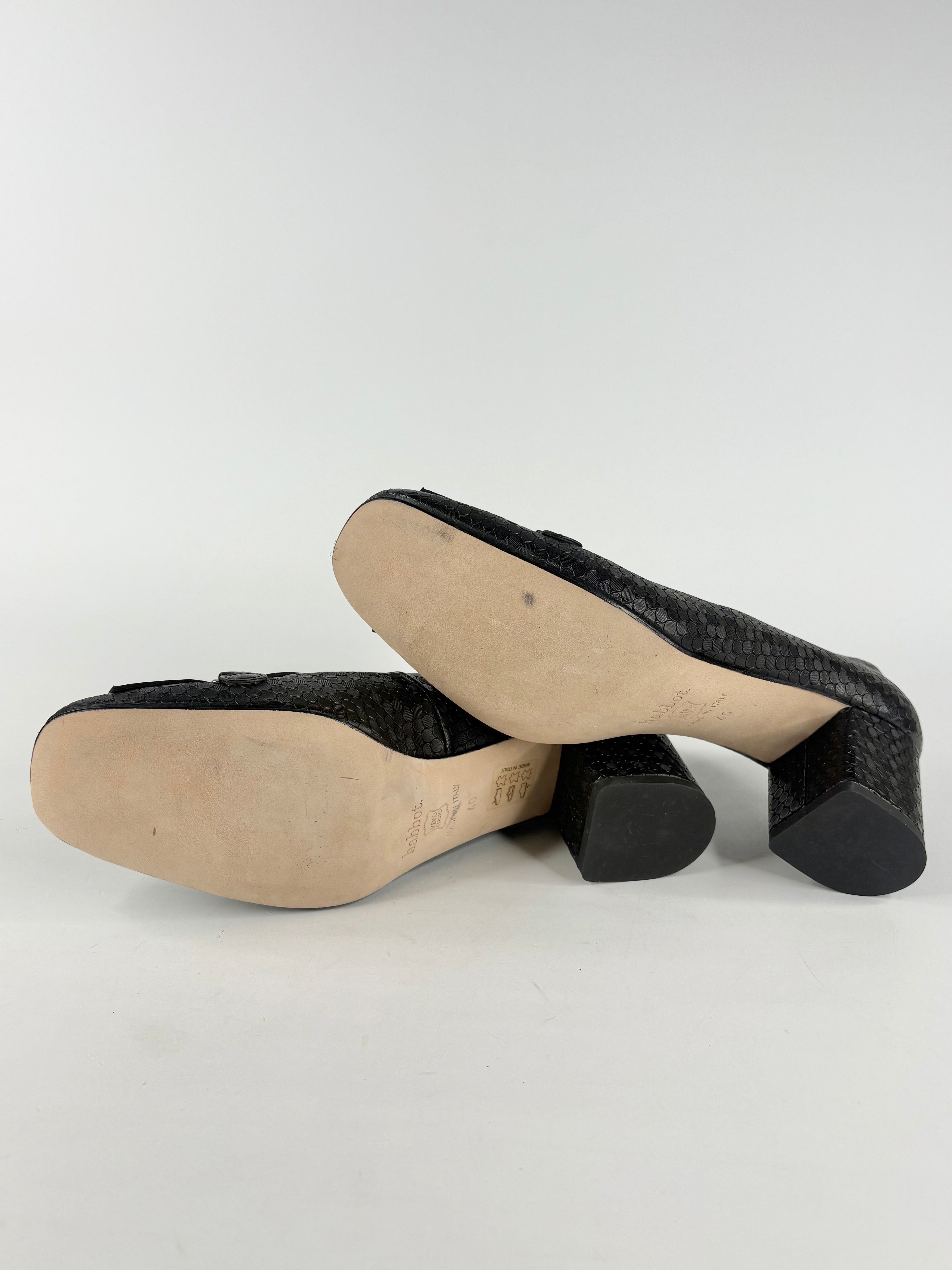 Habbot Black Leather Scaly Loafer-Pumps - EU40